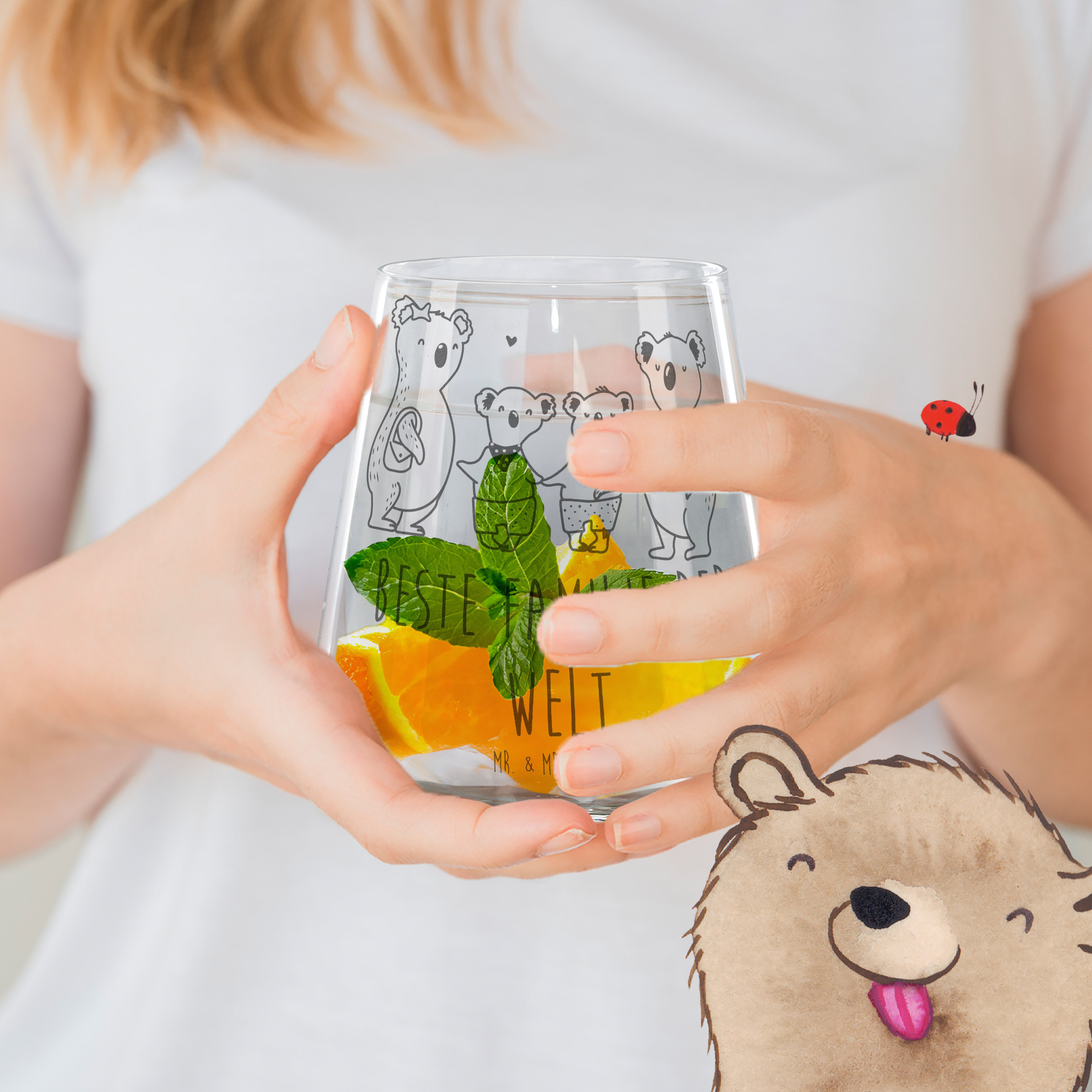 Cocktail Glas Koala Familie zwei