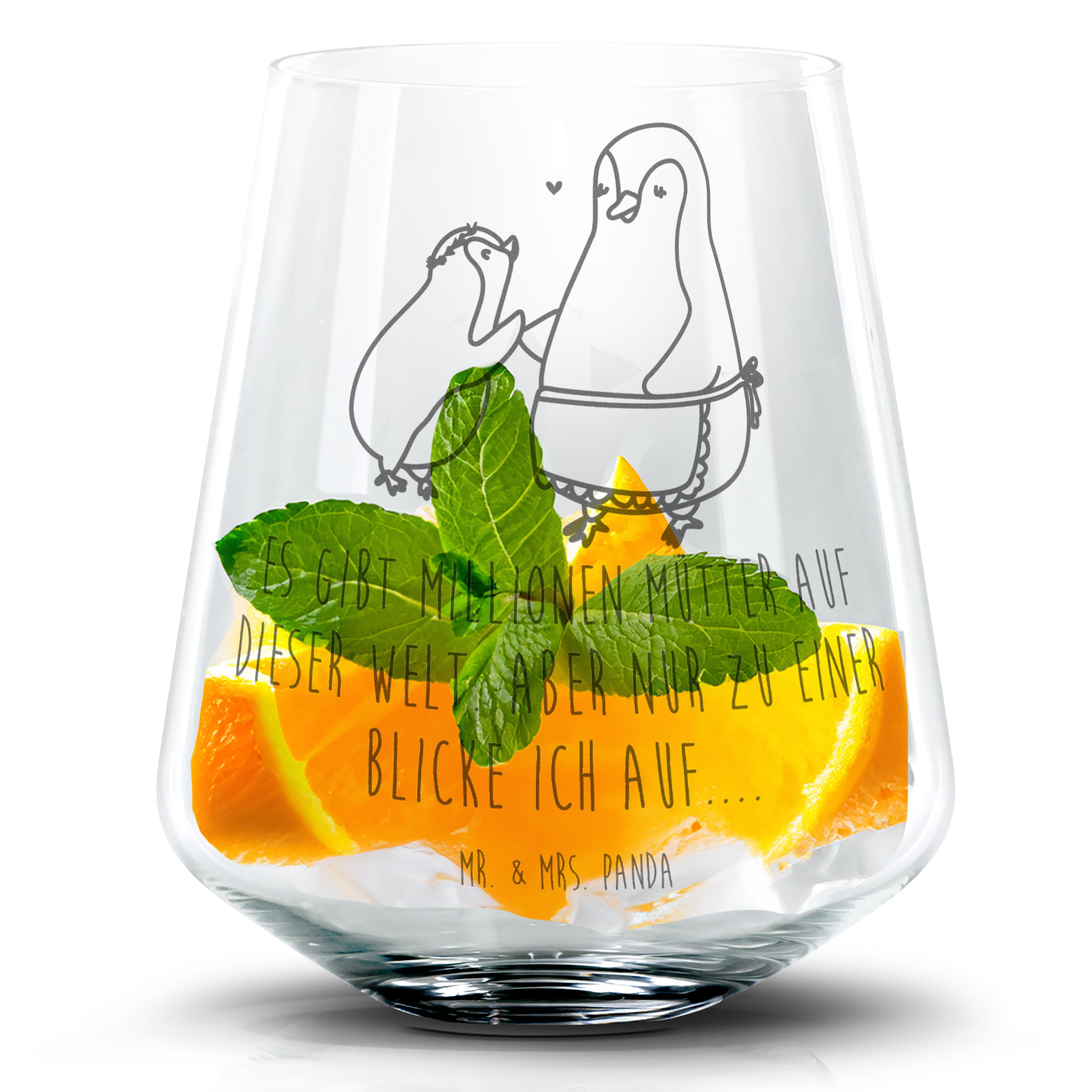 Cocktail Glas Pinguin mit Kind