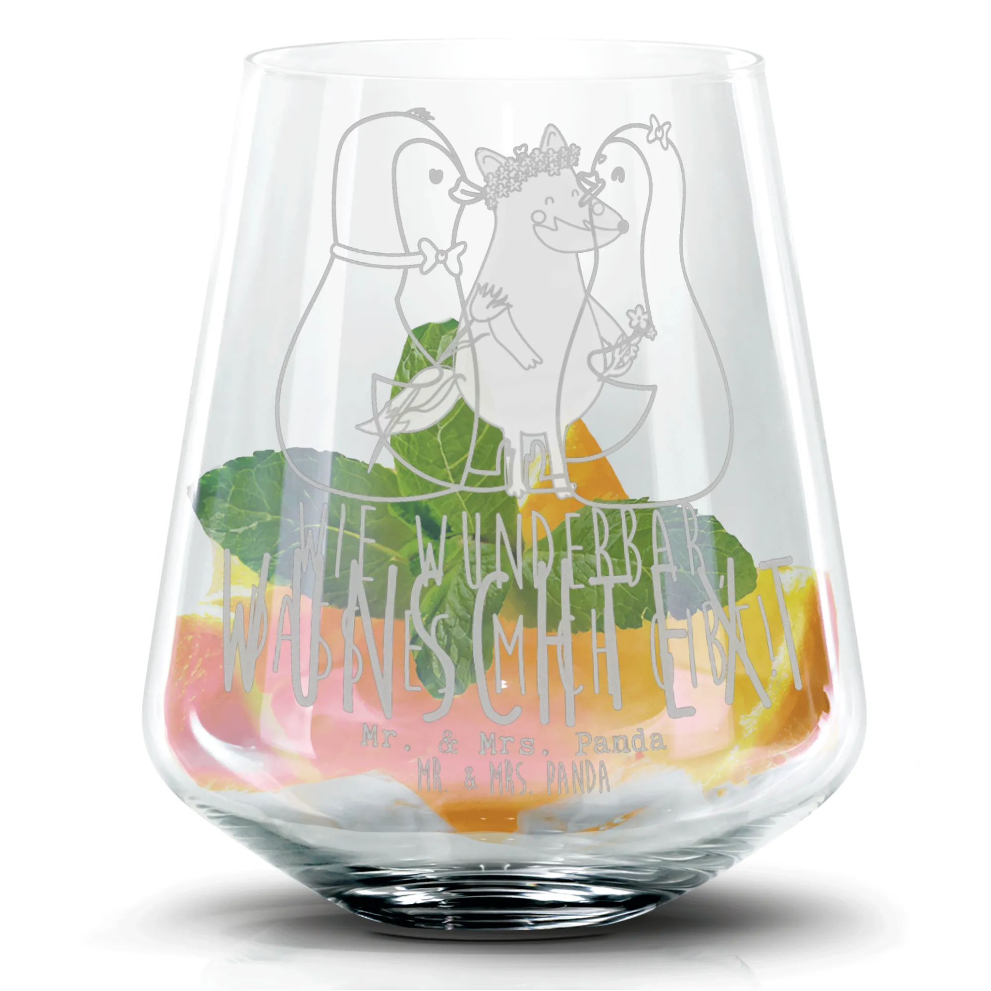 Personalisiertes Cocktail Glas Pinguin Pärchen