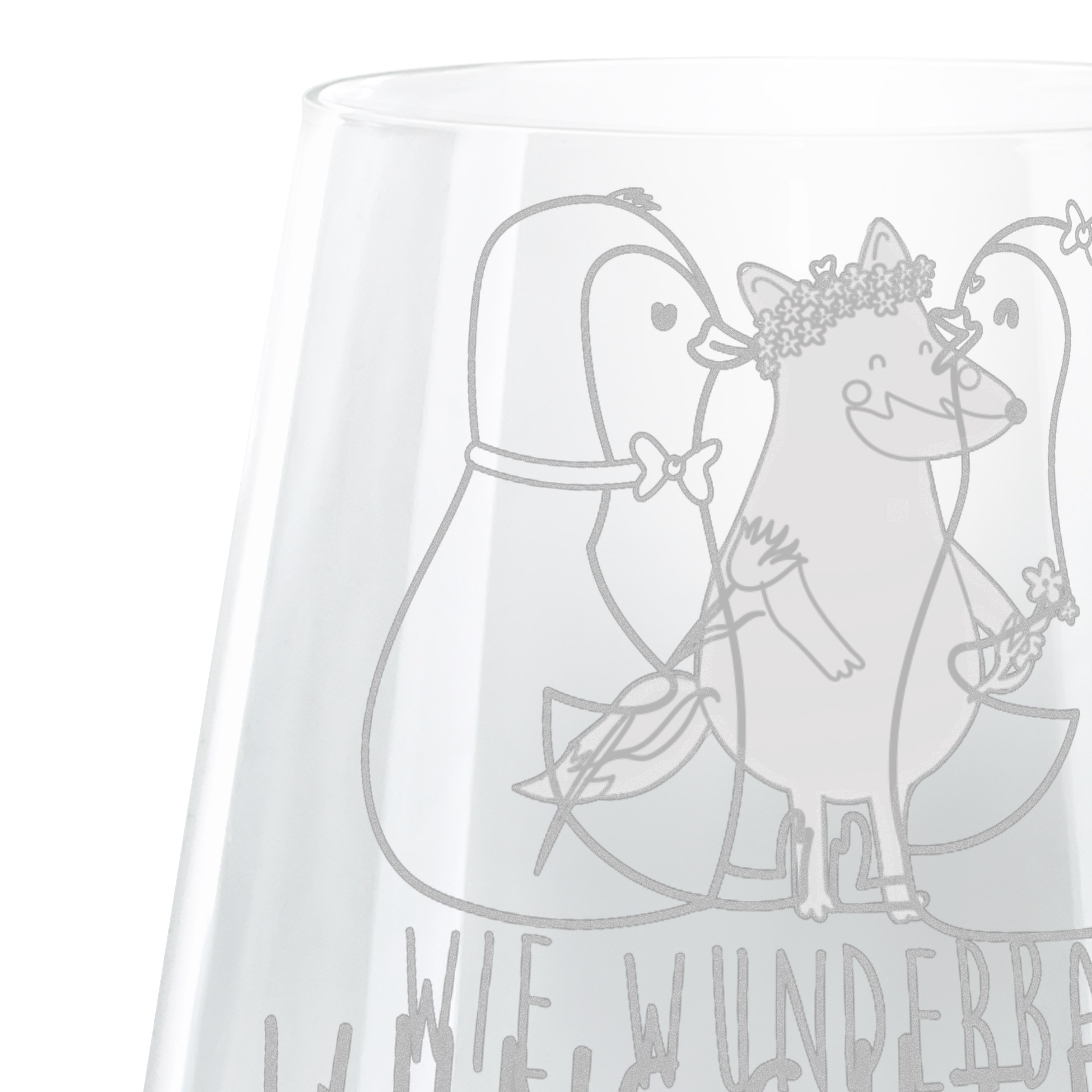 Personalisiertes Cocktail Glas Pinguin Pärchen