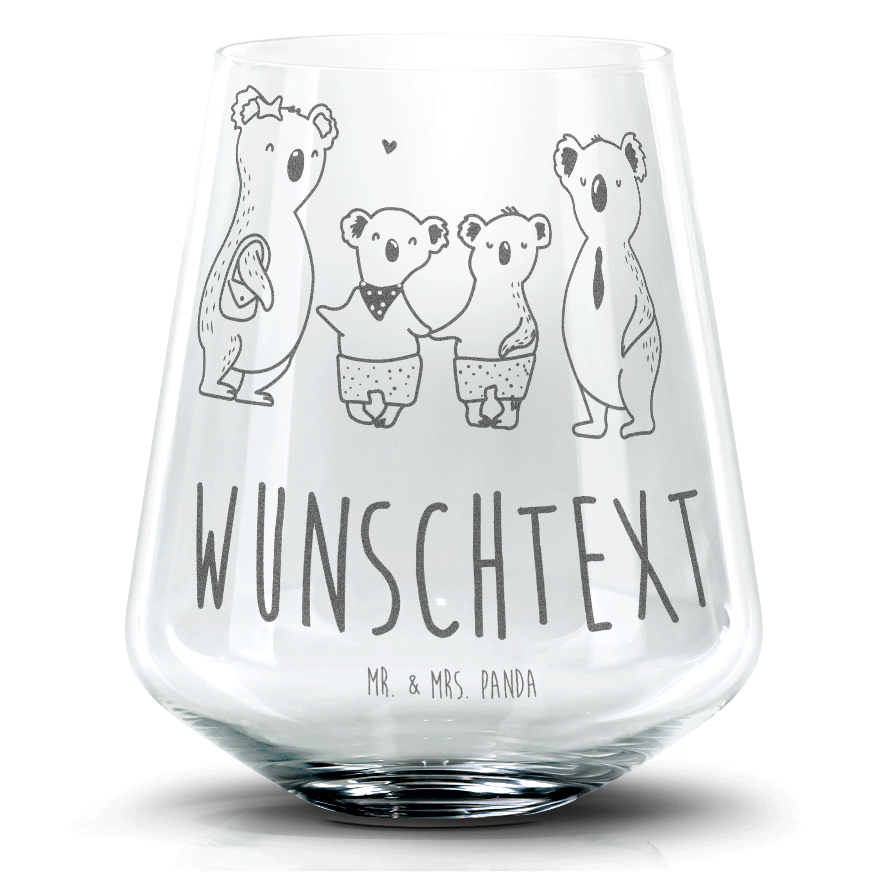 Personalisiertes Cocktail Glas Koala Familie zwei