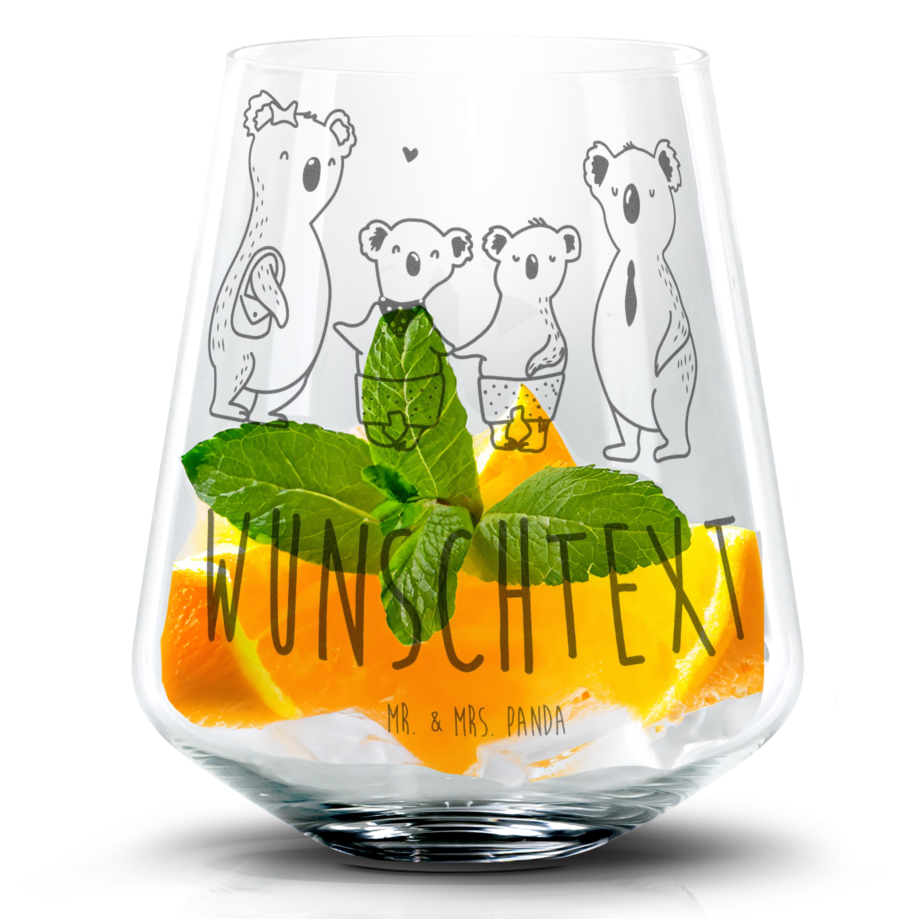 Personalisiertes Cocktail Glas Koala Familie zwei