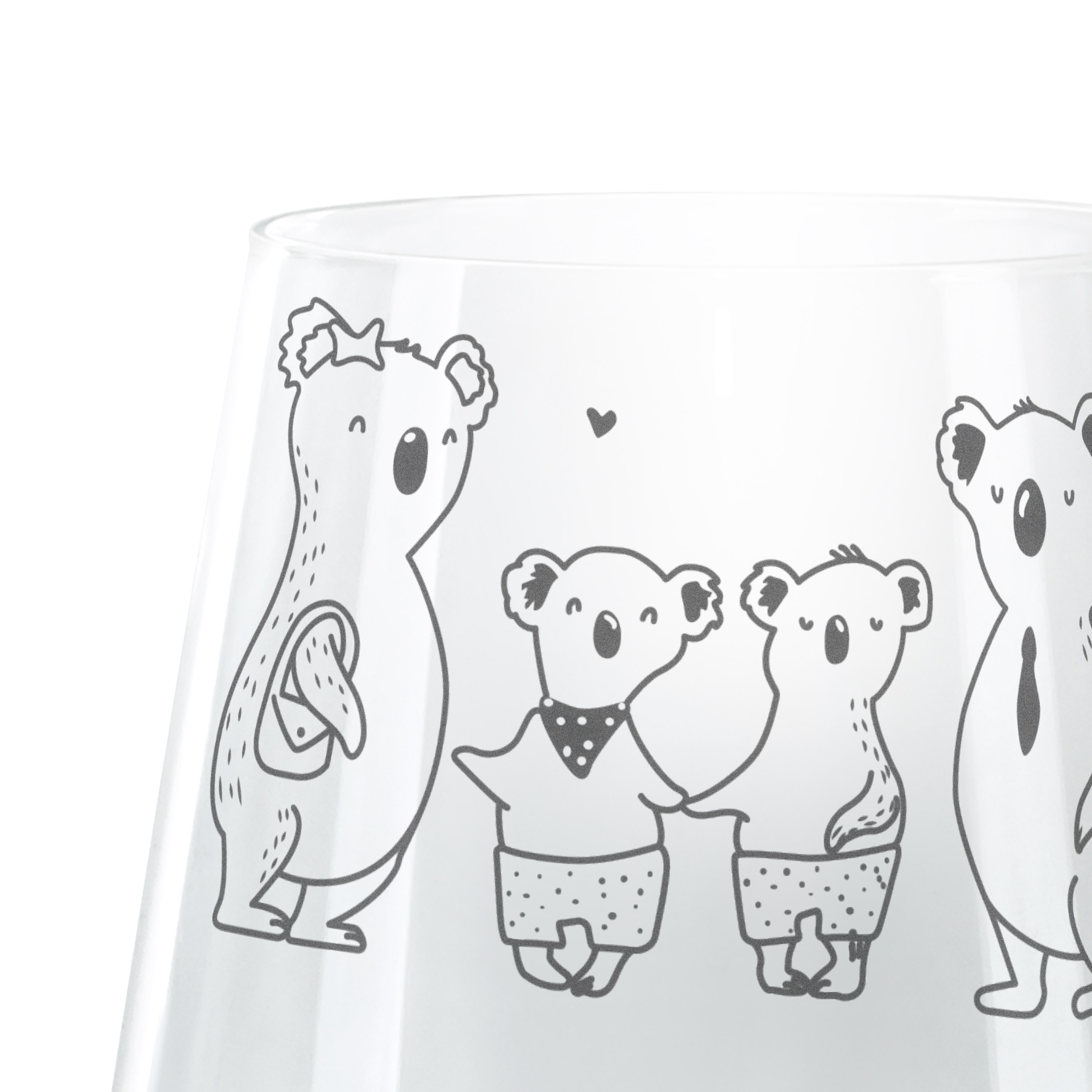 Personalisiertes Cocktail Glas Koala Familie zwei