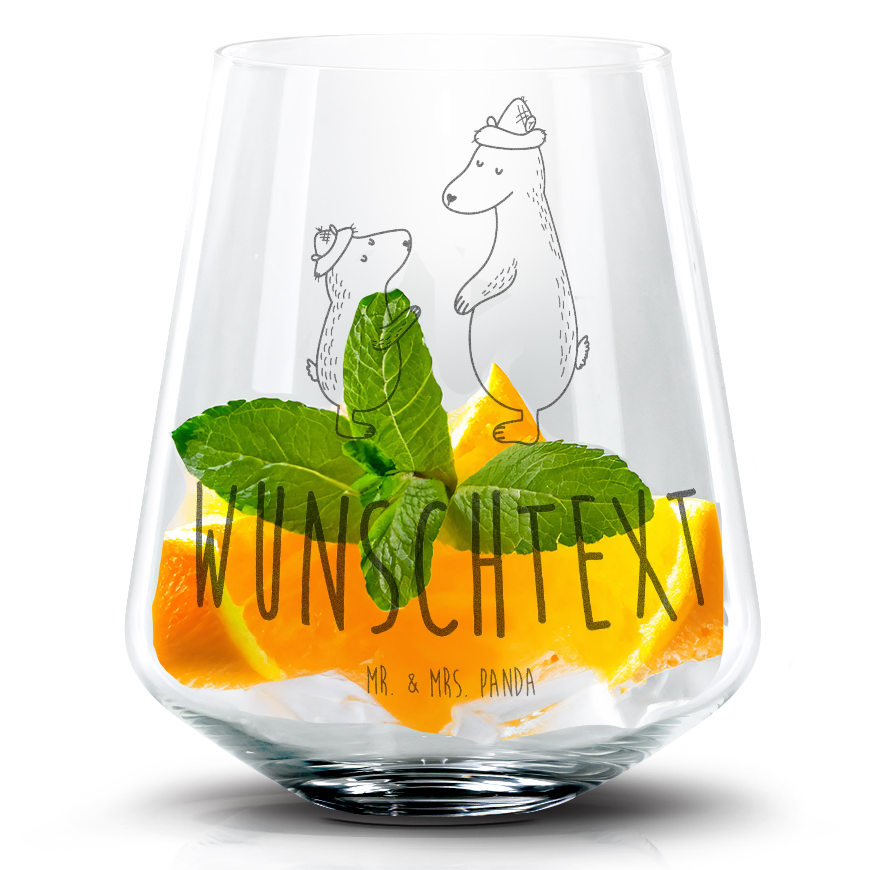 Personalisiertes Cocktail Glas Bären mit Hut