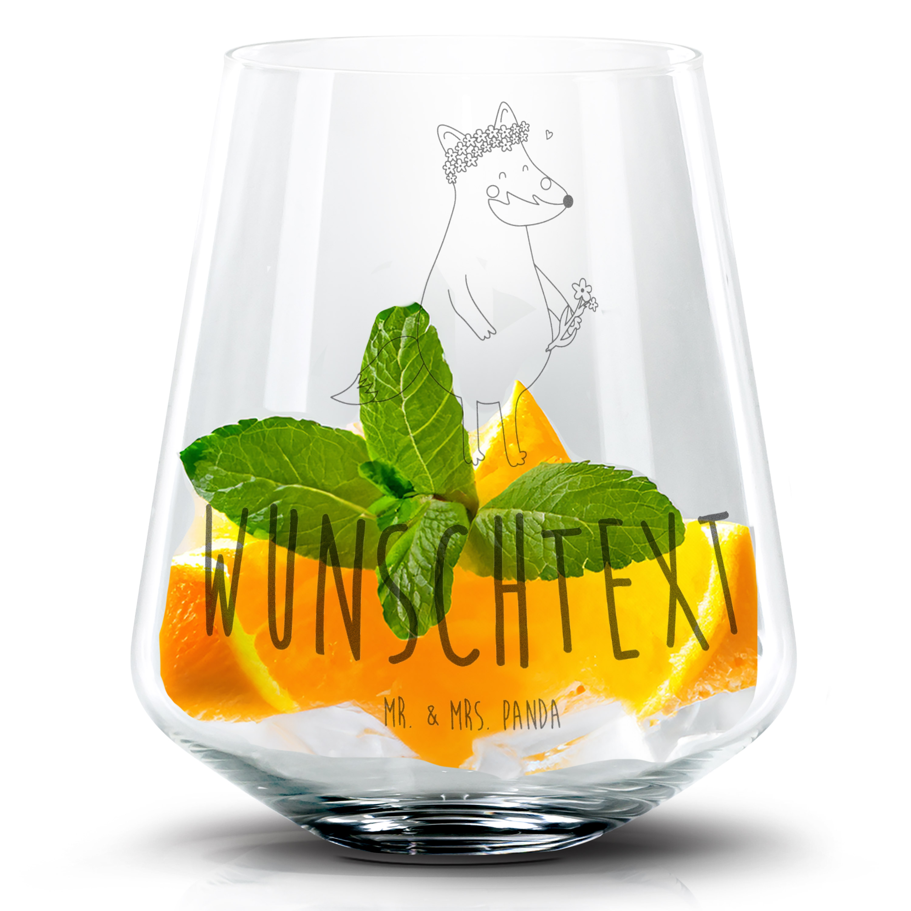 Personalisiertes Cocktail Glas Fuchs Blumen