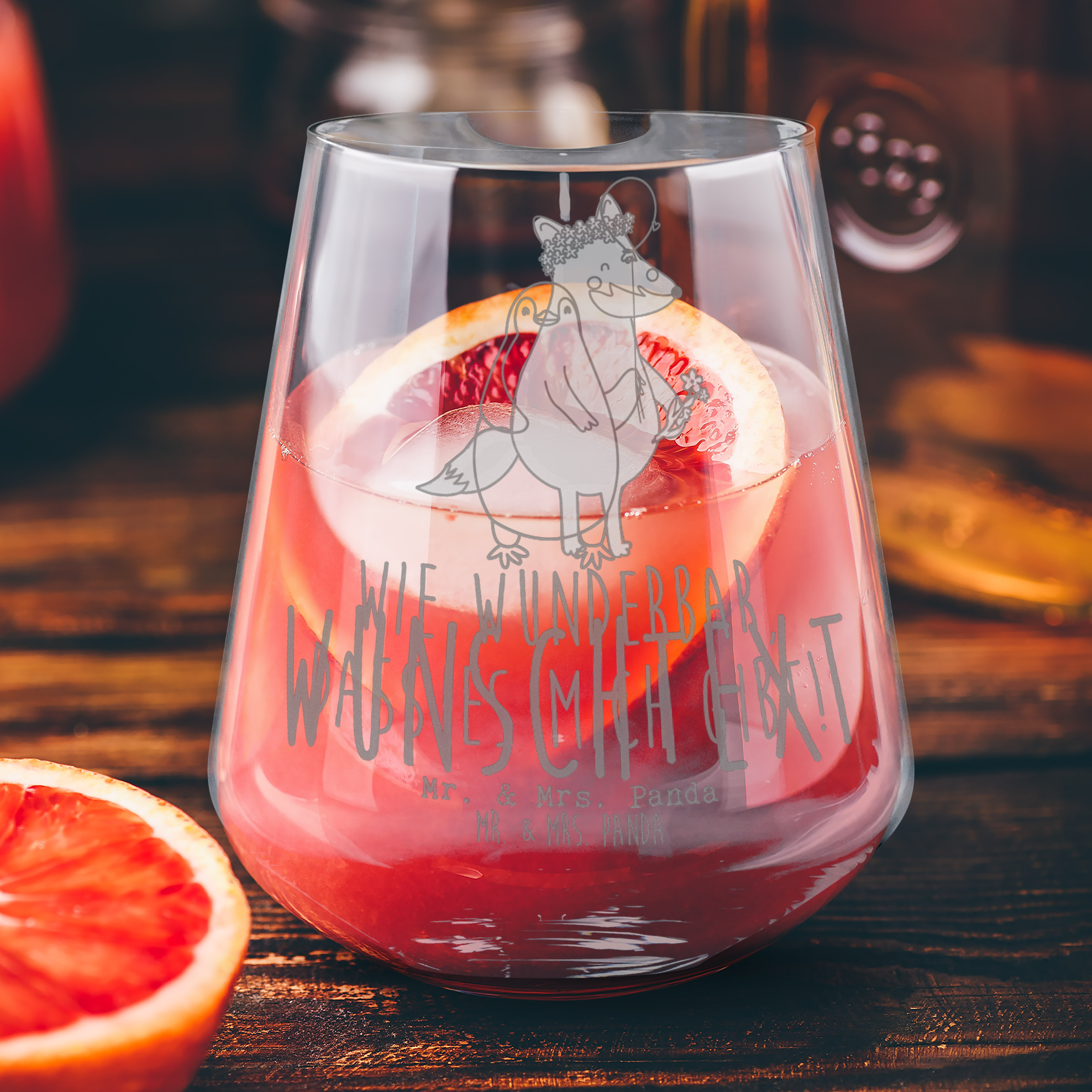 Personalisiertes Cocktail Glas Pinguin Luftballon