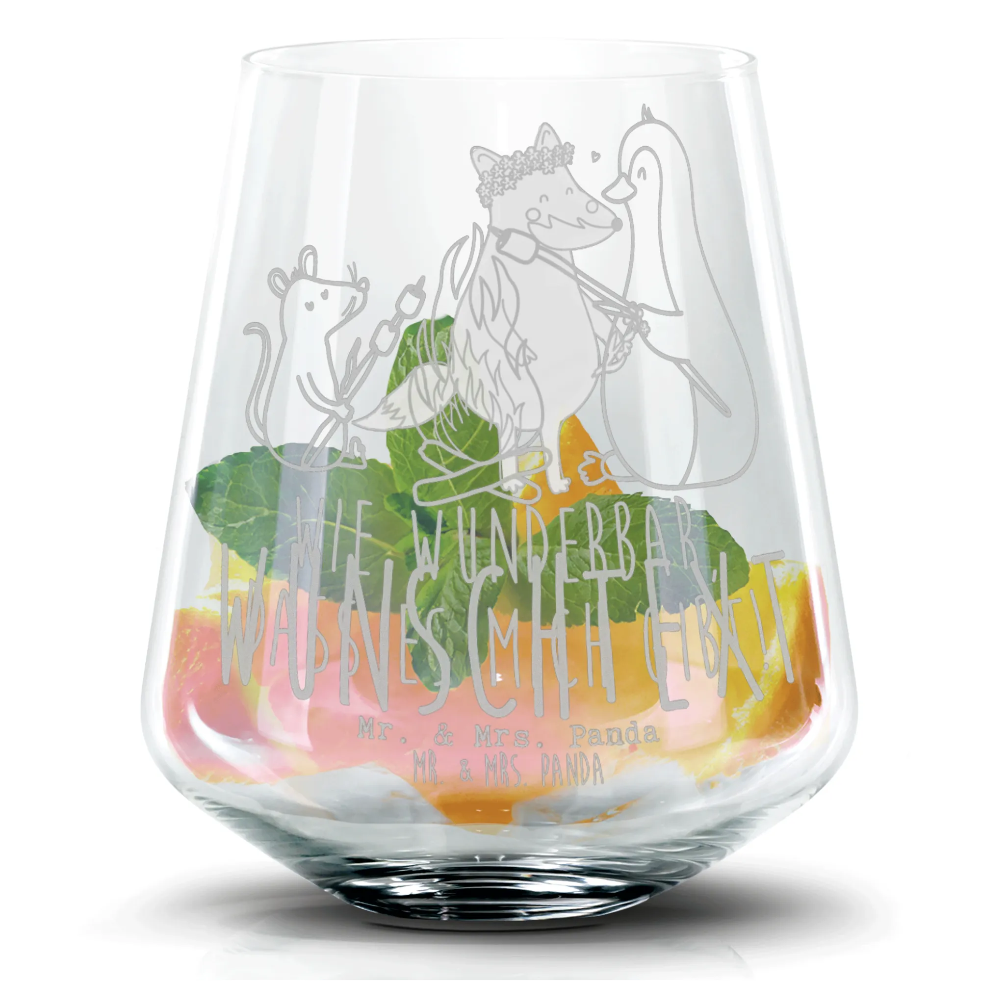 Personalisiertes Cocktail Glas Pinguin Lagerfeuer