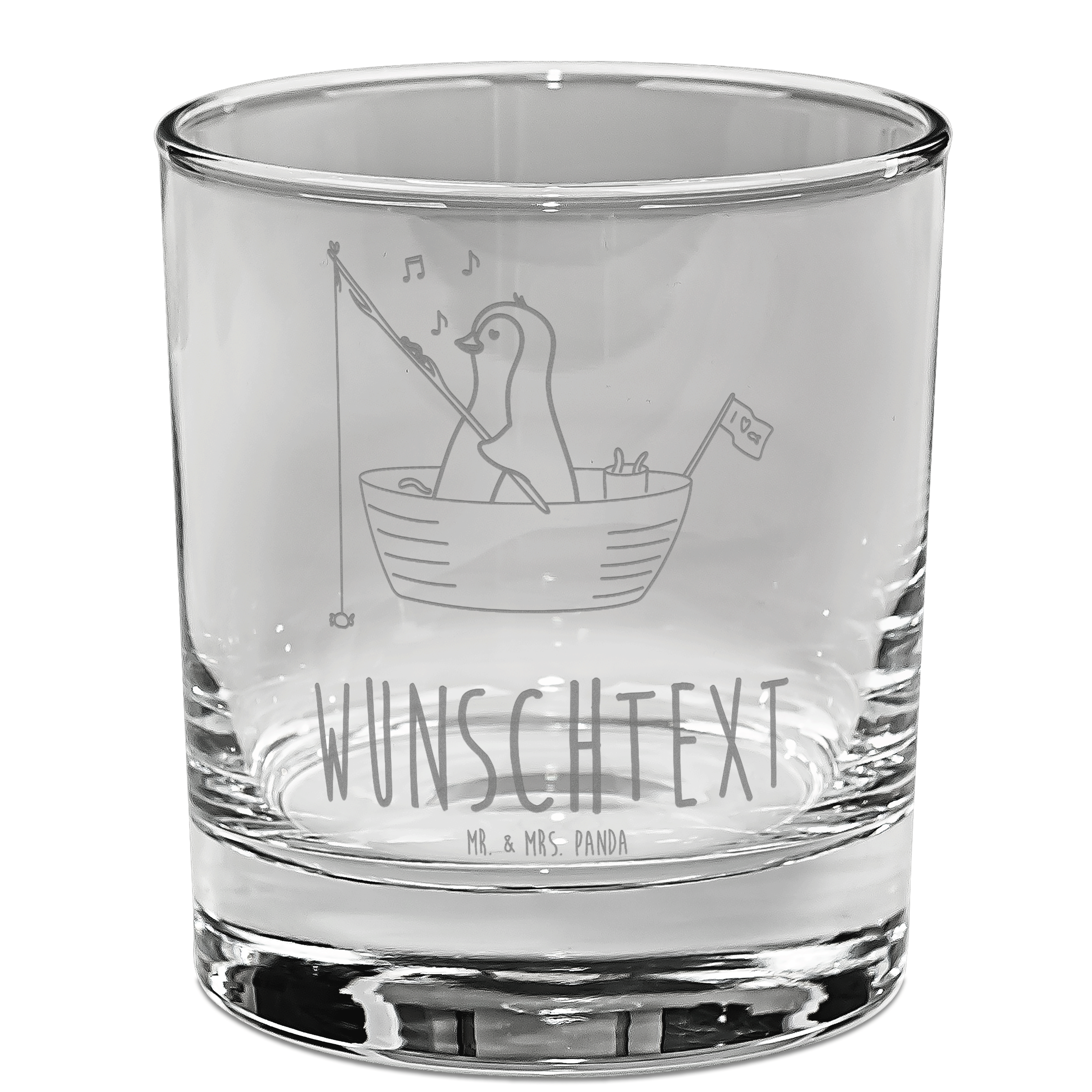 Personalisiertes Gin Glas Pinguin Angelboot