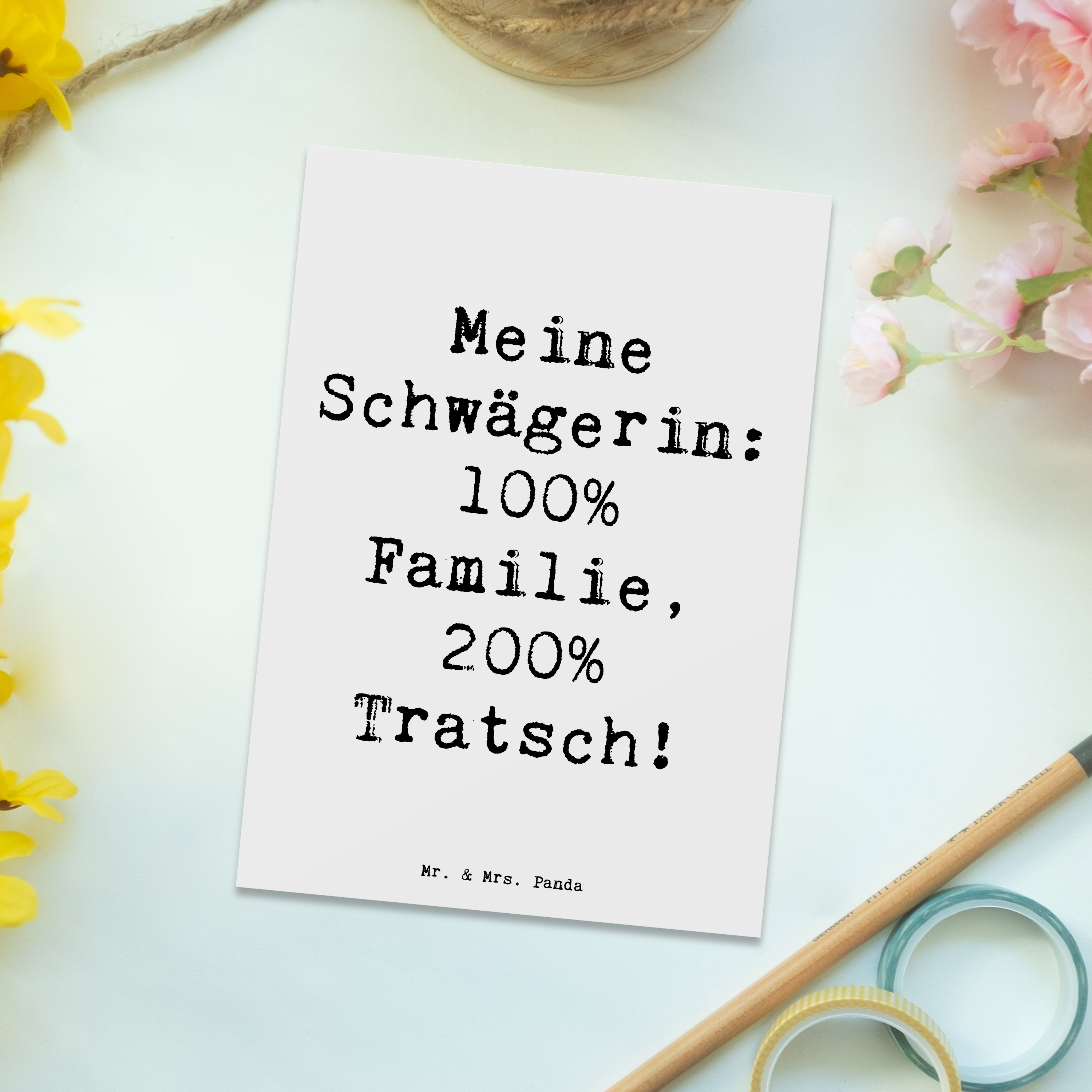 POSTKARTE TRATSCHTANTE SCHWÄGERIN Geschenk Ansichtskarte Grußkarte