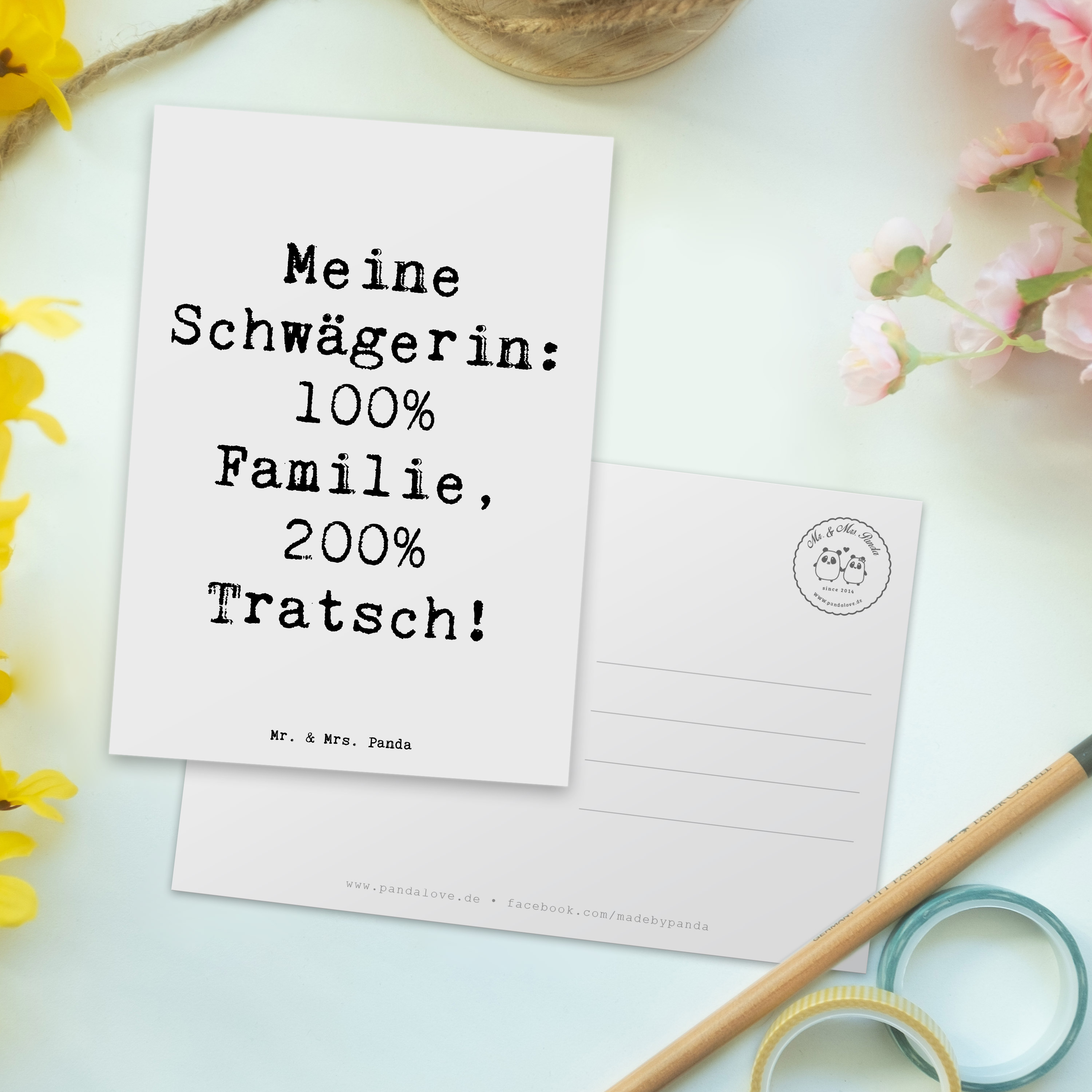 POSTKARTE TRATSCHTANTE SCHWÄGERIN Geschenk Ansichtskarte Grußkarte