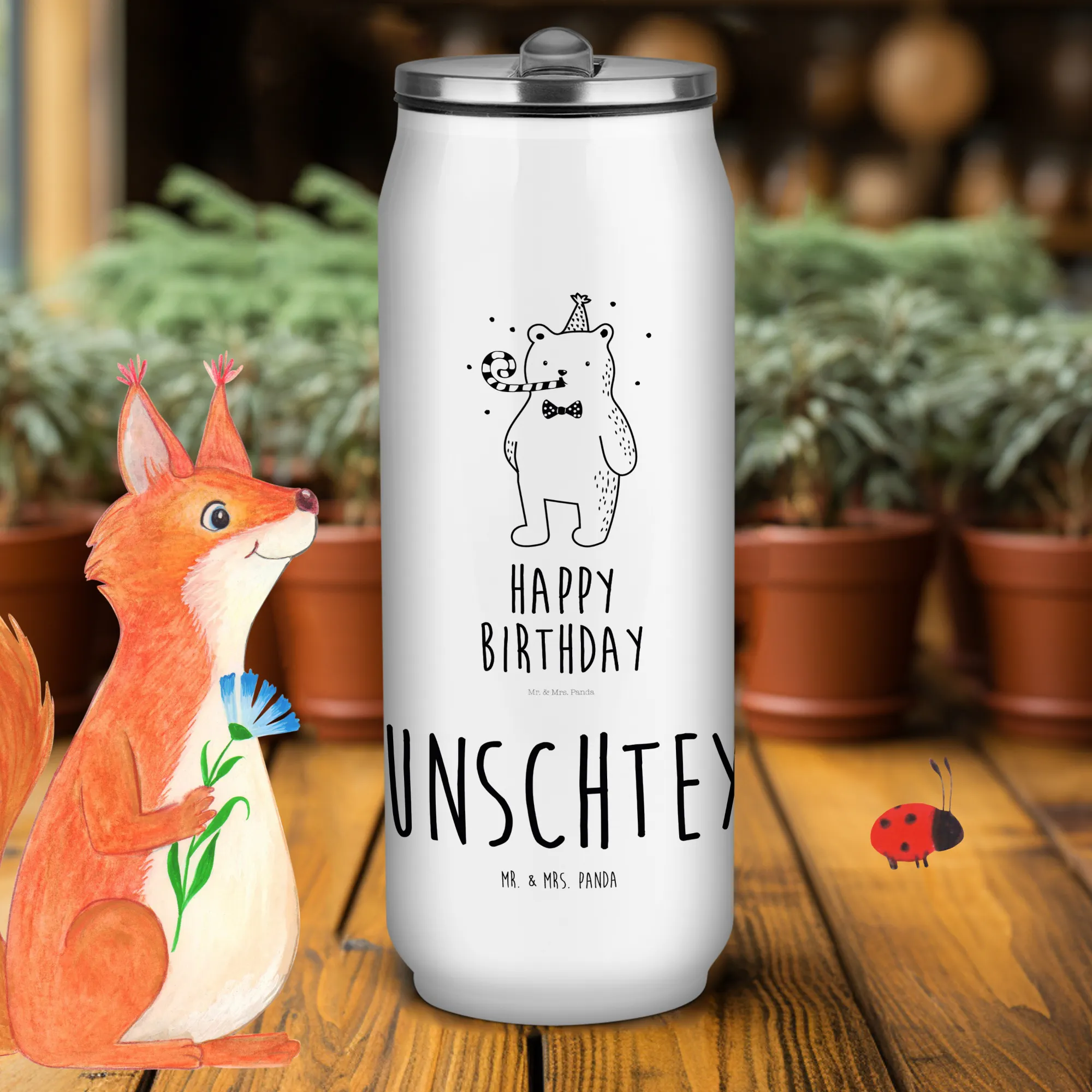 Personalisierte Getränkedosen Trinkflasche Bär Geburtstag