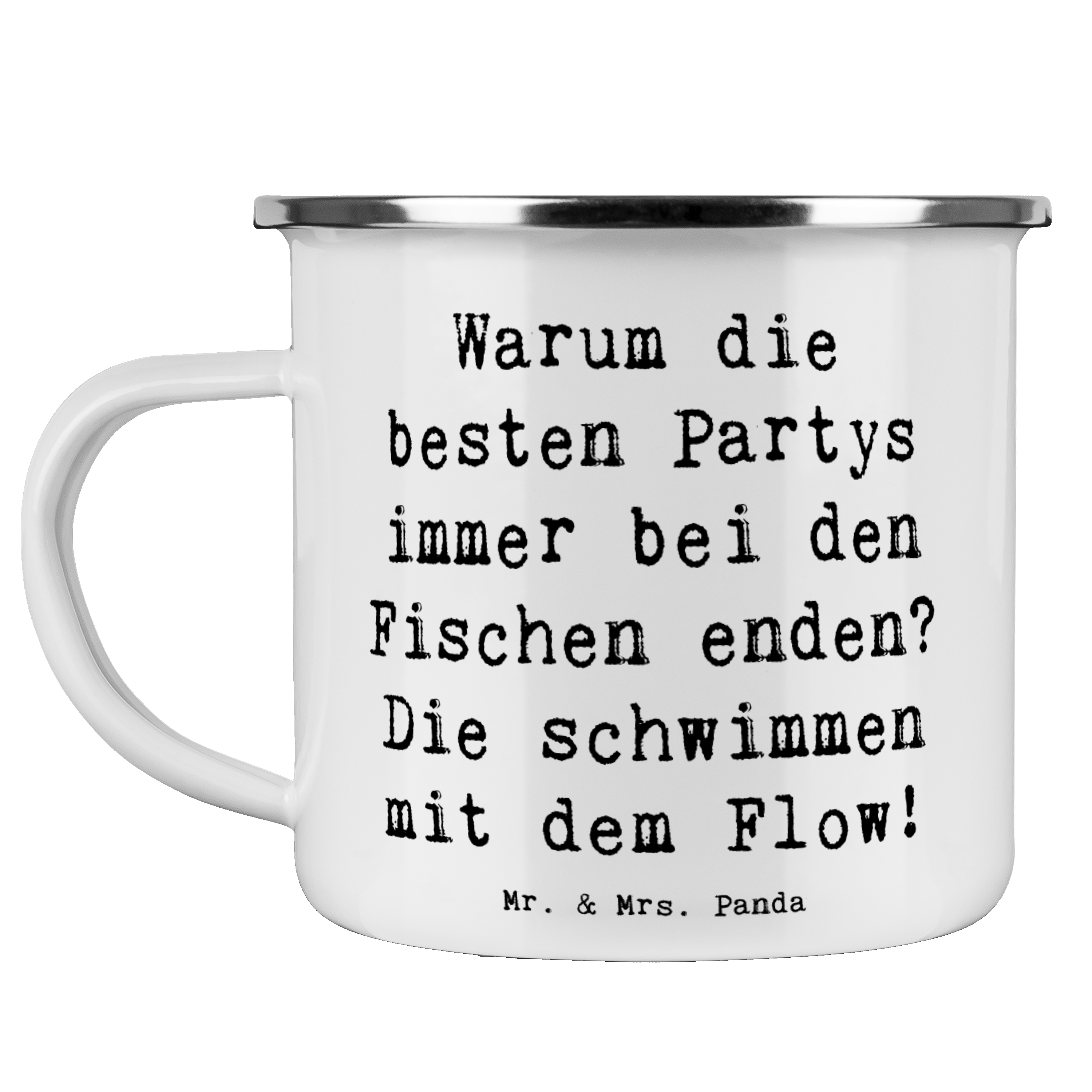 Camping Emaille Tasse Spruch Fische Flow Spaß