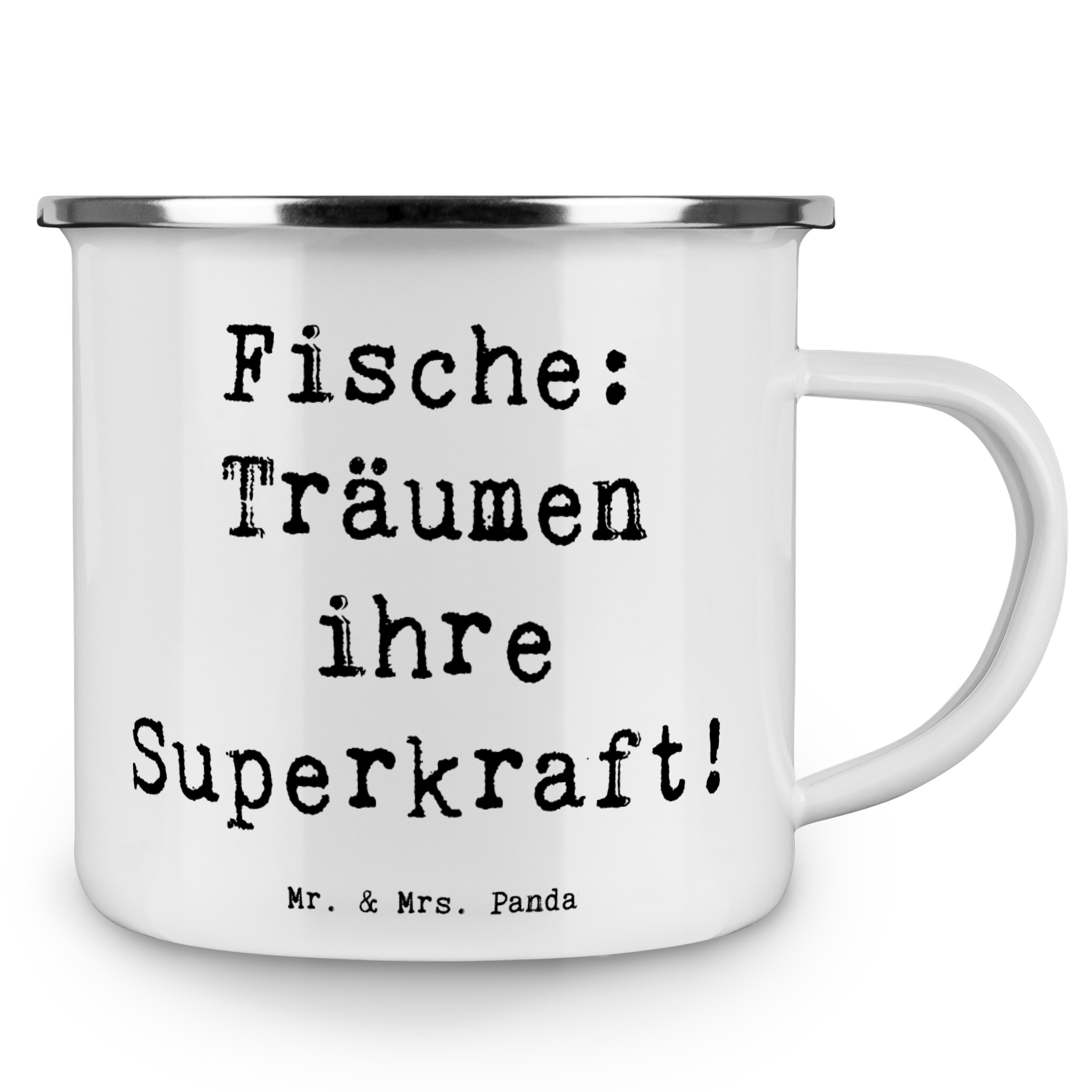 Camping Emaille Tasse Spruch Fische Kraft