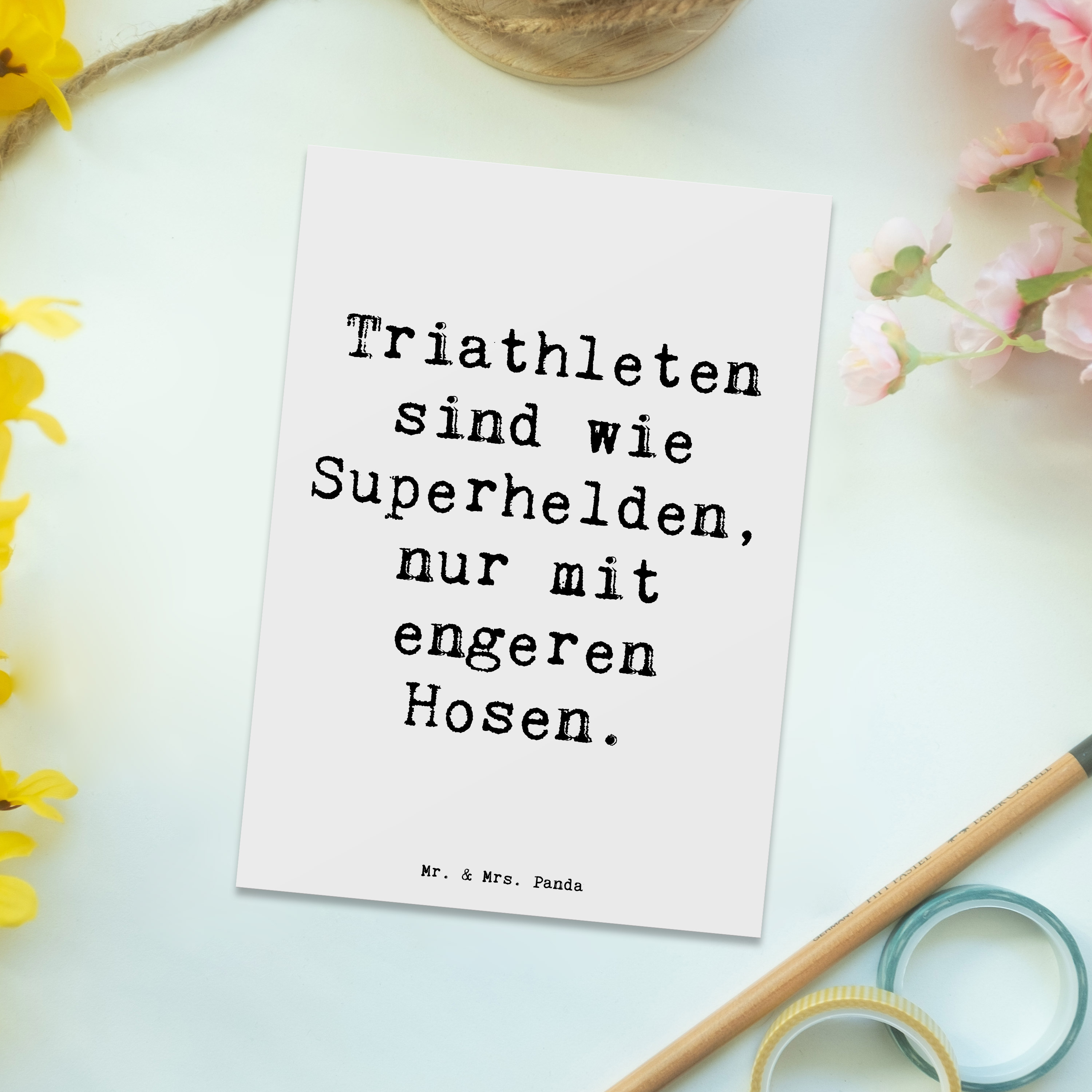 Postkarte Spruch Triathlon Superheld