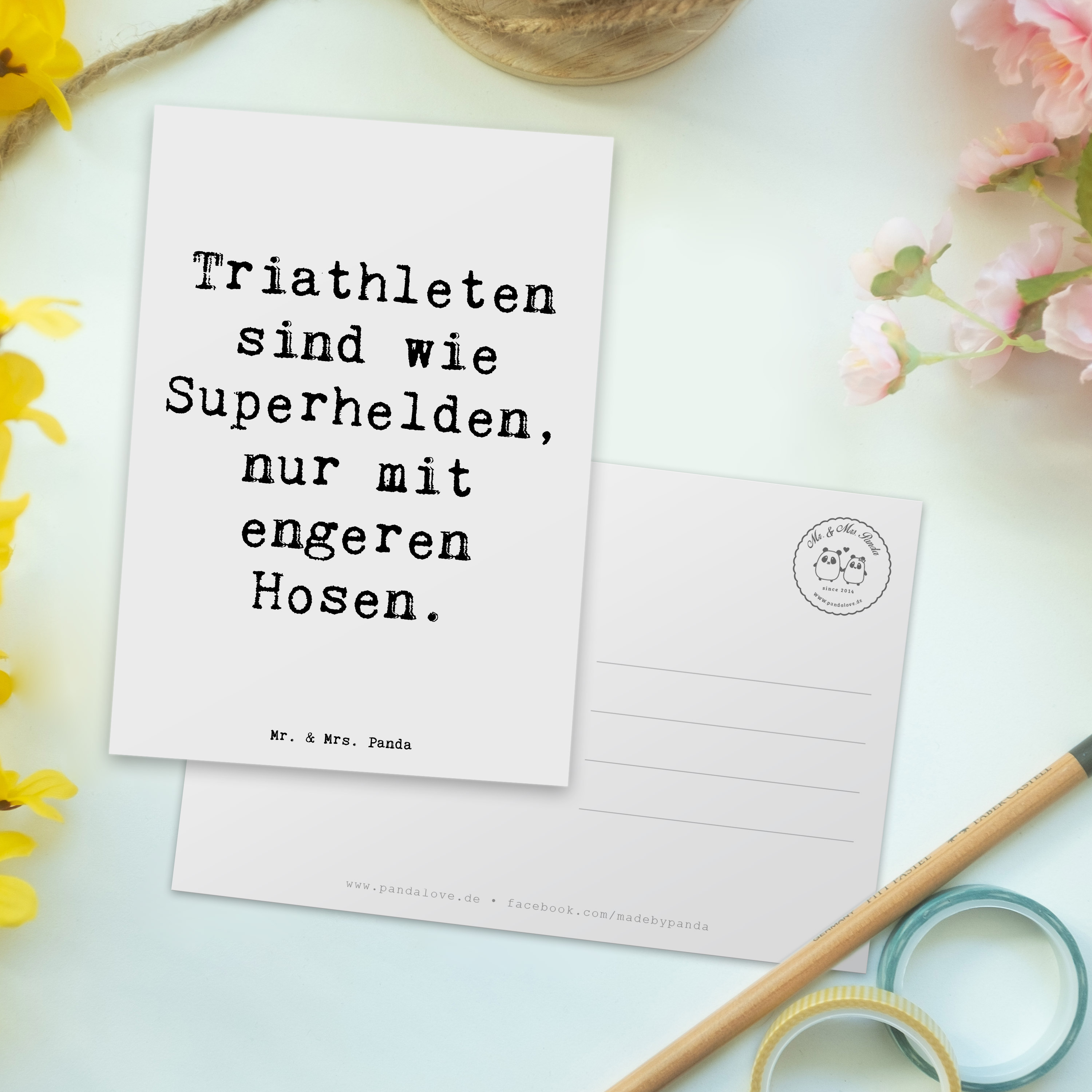 Postkarte Spruch Triathlon Superheld