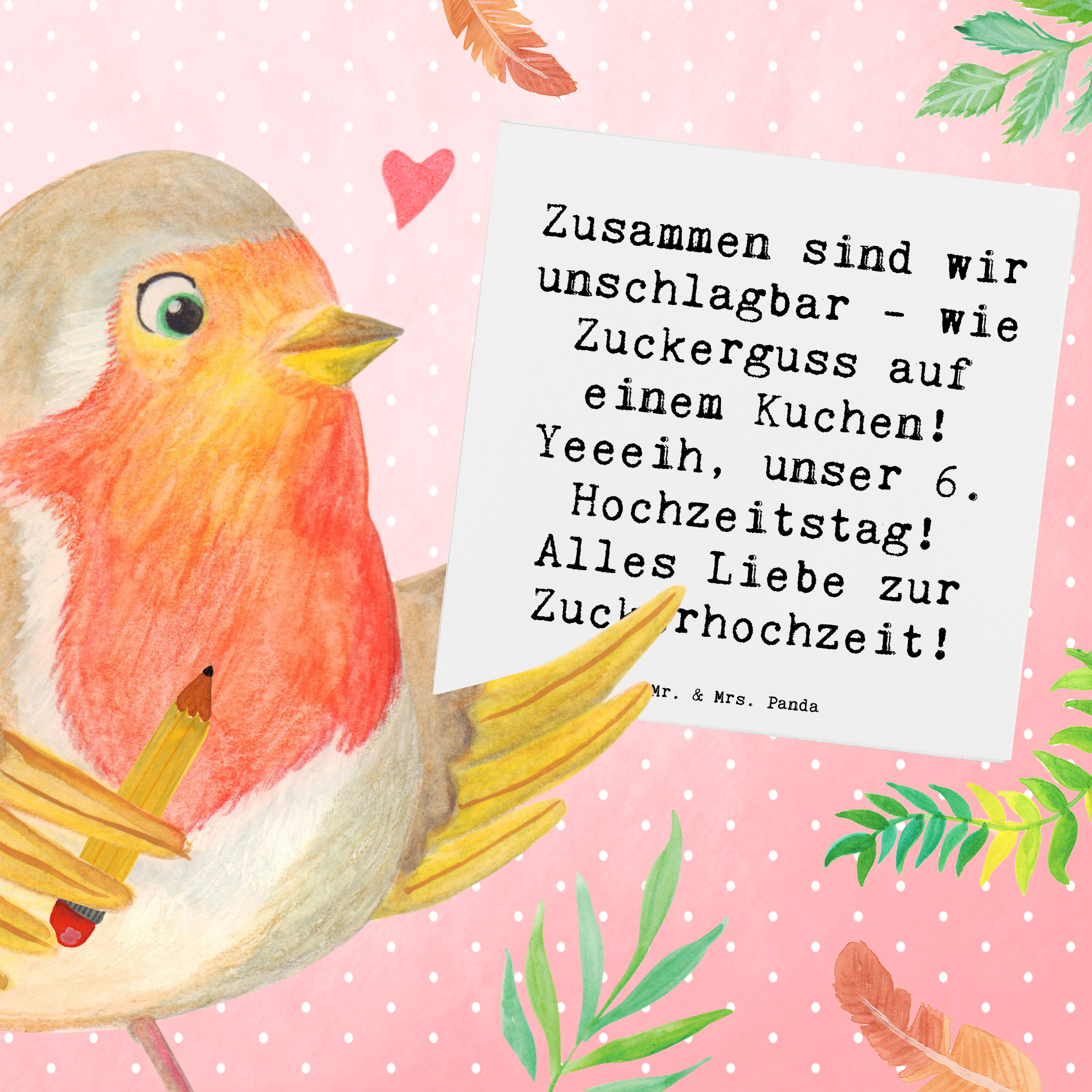 Deluxe Karte Spruch 6. Hochzeitstag Zuckerhochzeit