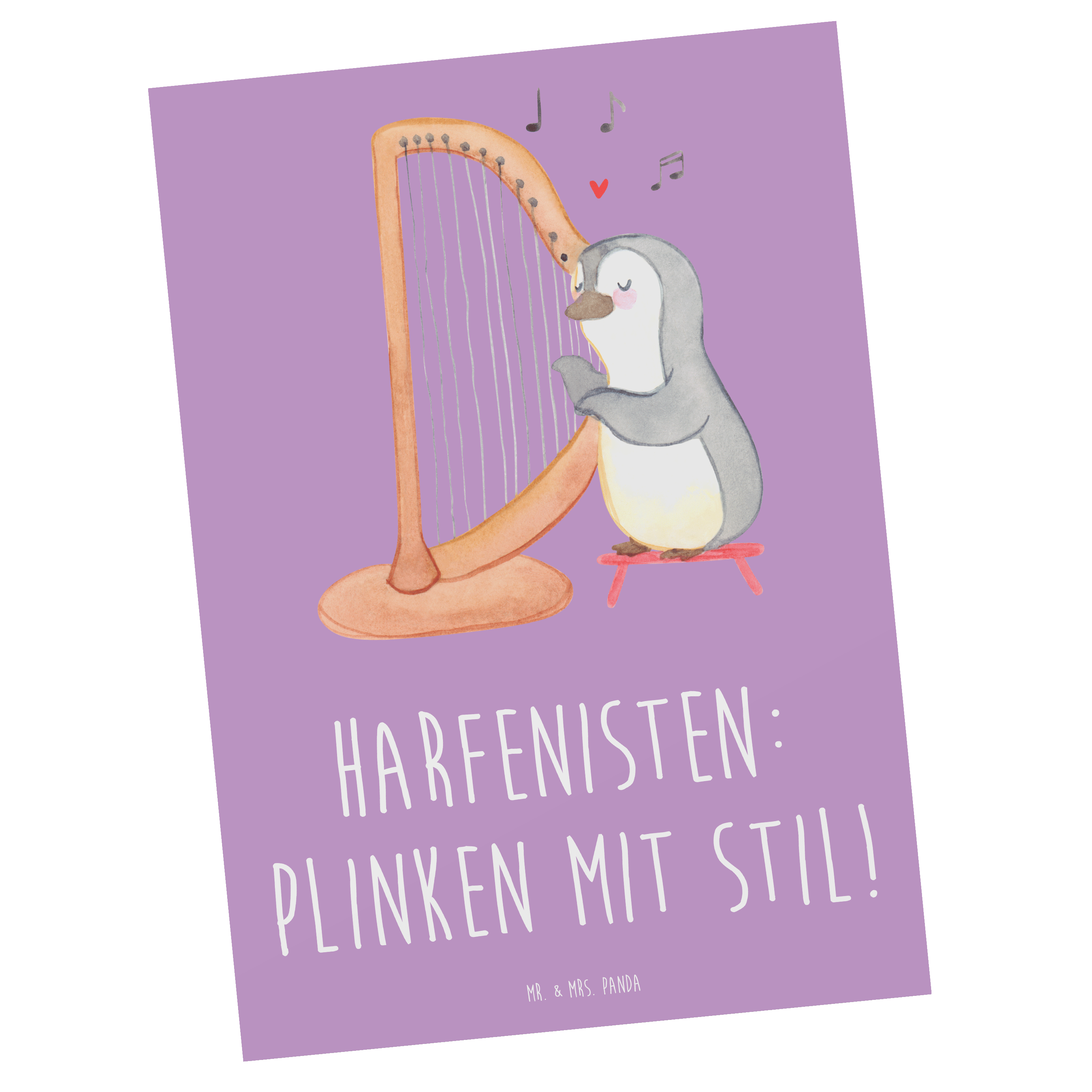 Postkarte Harfe mit Stil - Geschenk Zupfen Einladungskarten Geburtstag