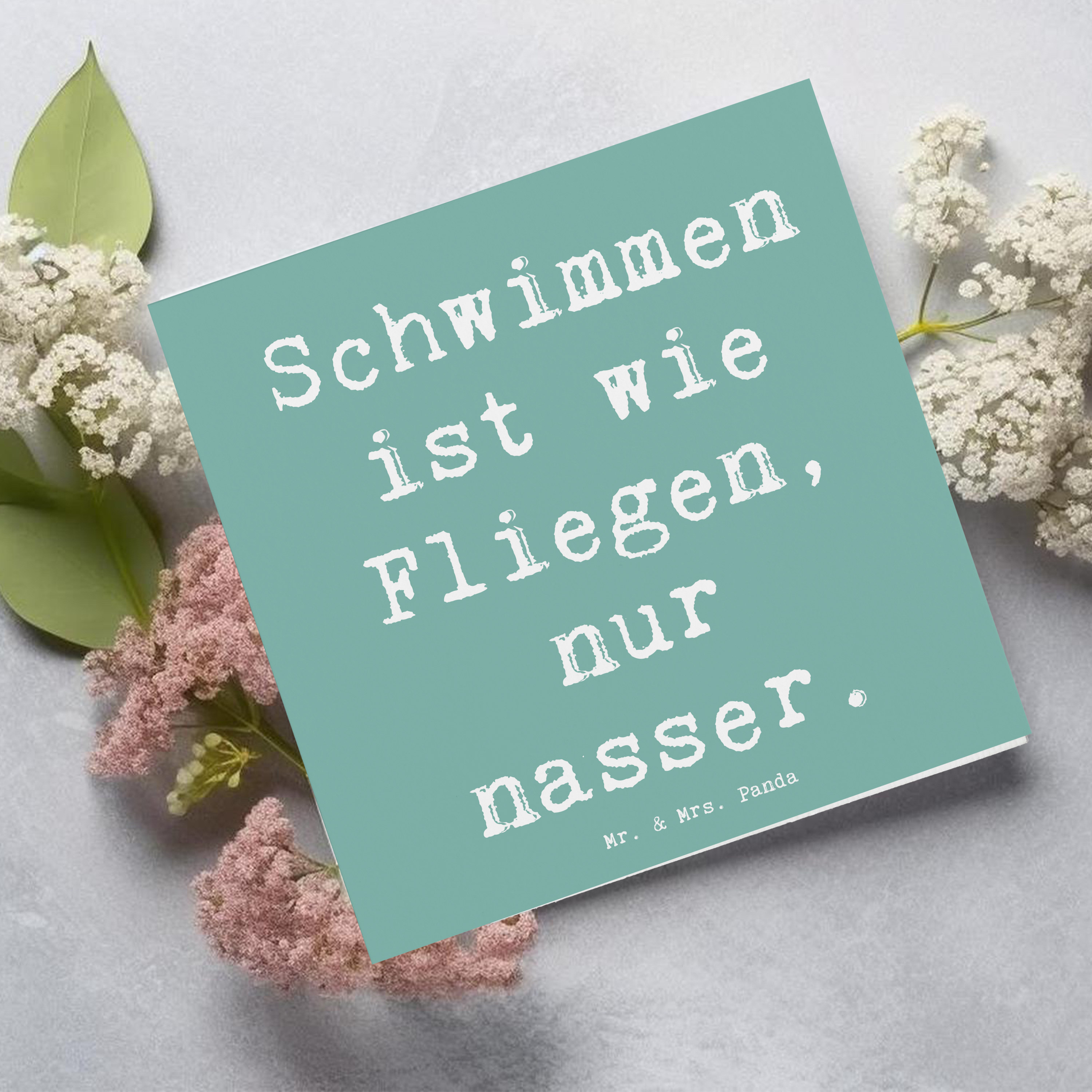 Deluxe Karte Spruch Schwimmen wie Fliegen