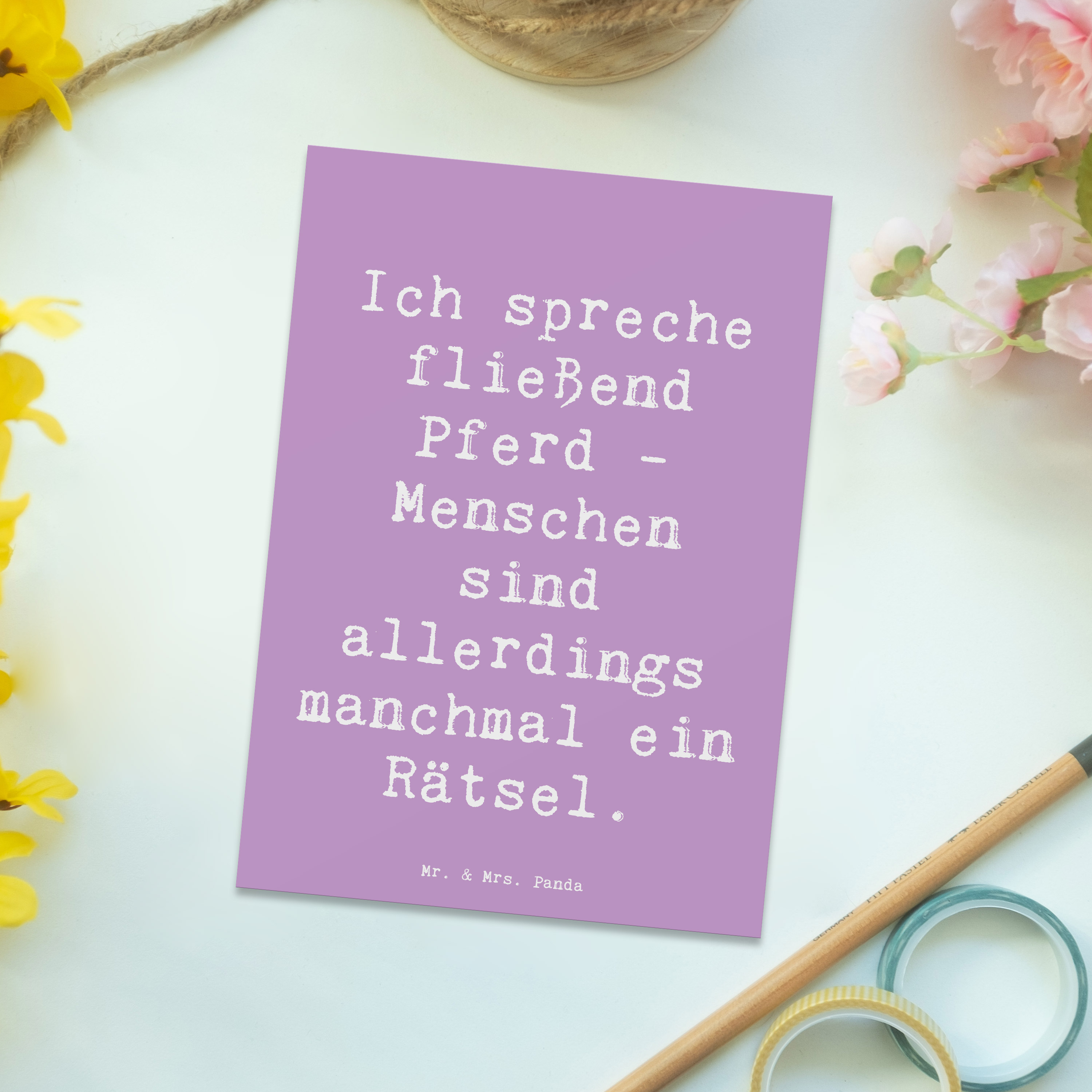 Postkarte Spruch Reiten und Rätsel