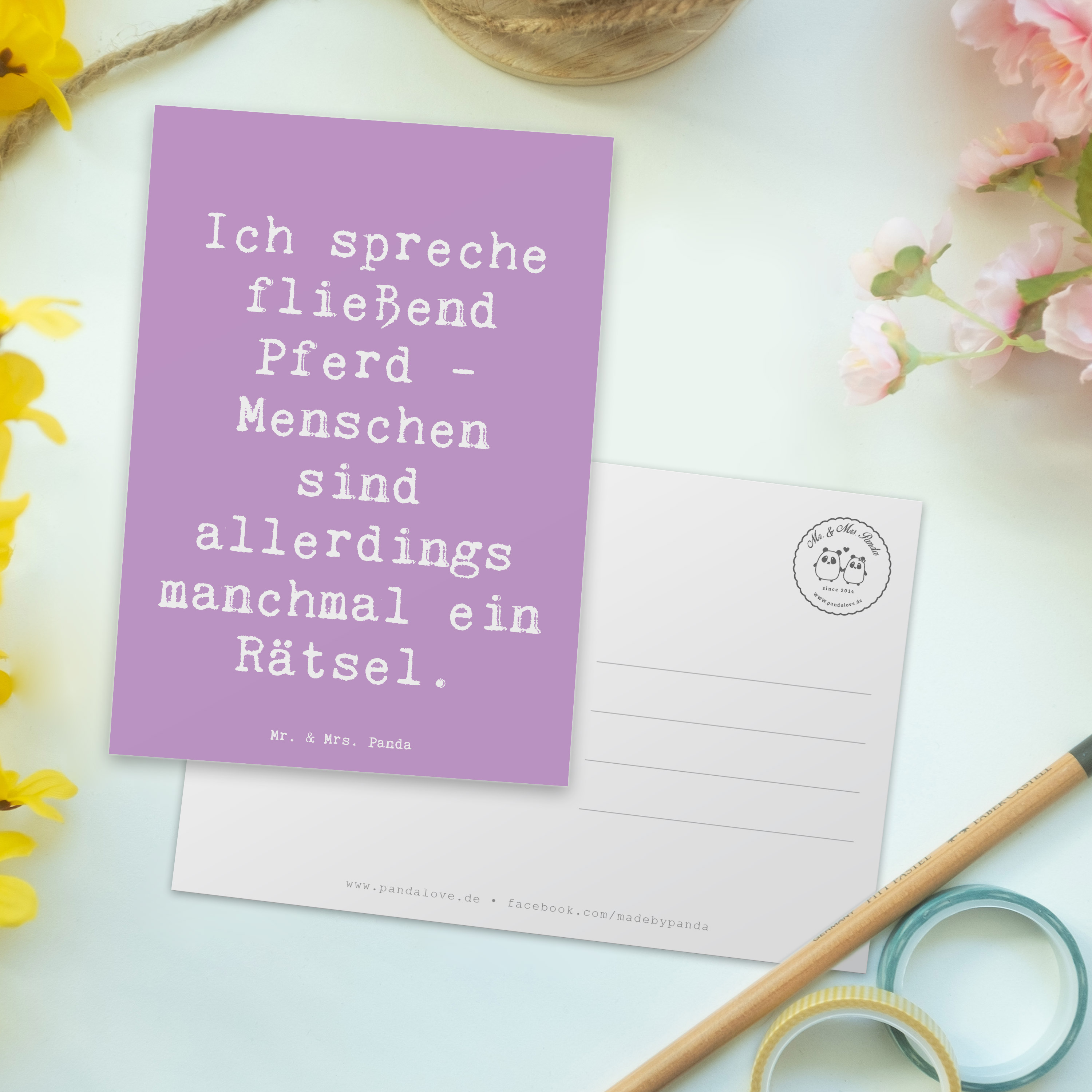 Postkarte Spruch Reiten und Rätsel