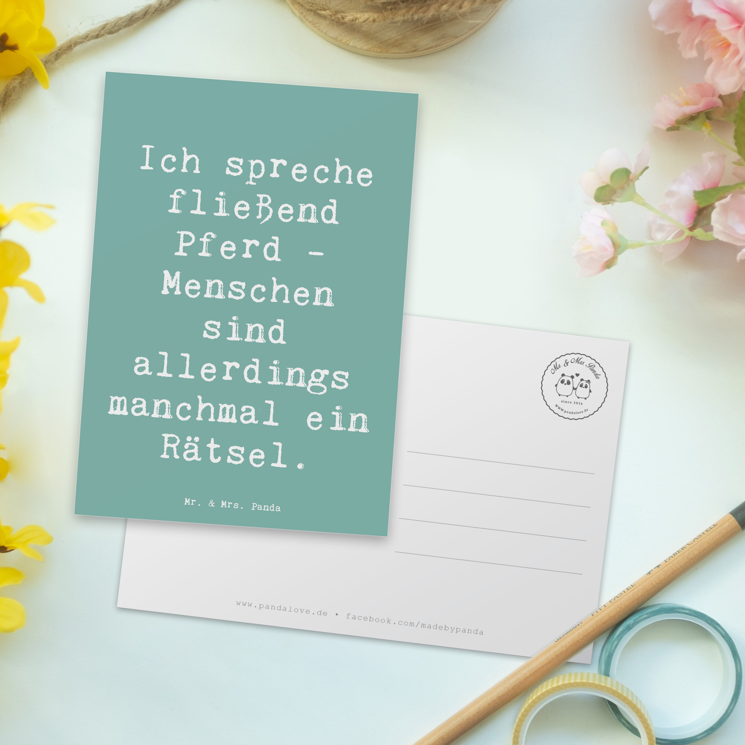 Postkarte Spruch Reiten und Rätsel