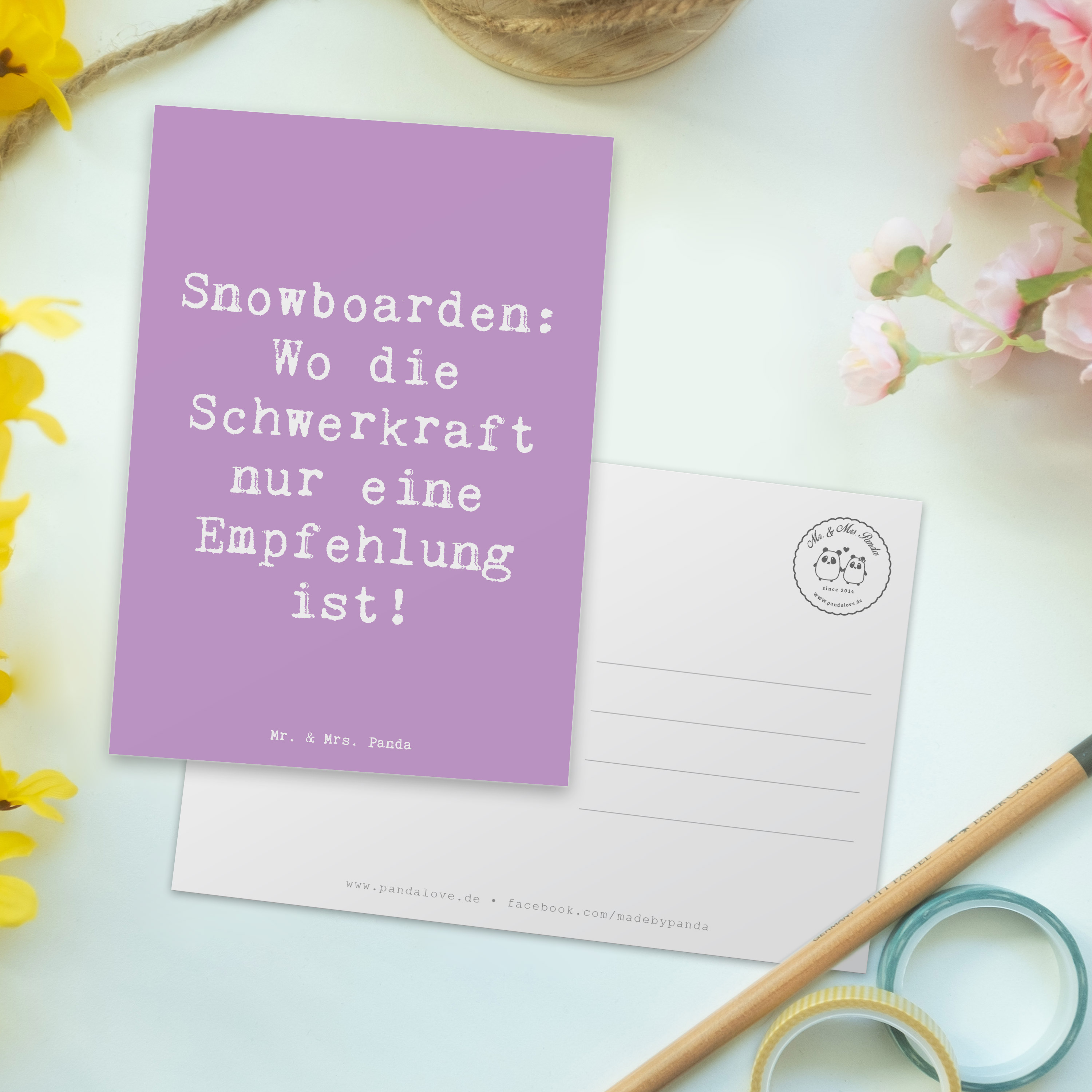 Postkarte Spruch Snowboarden: Wo die Schwerkraft nur eine Empfehlung ist!