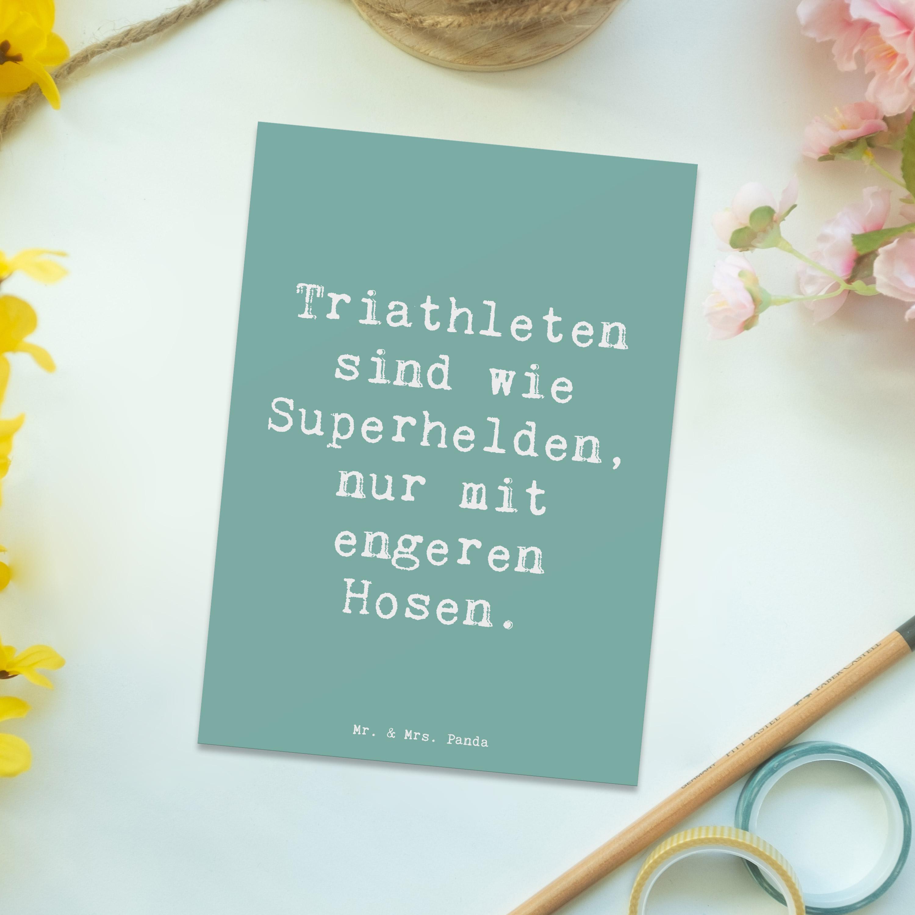 Postkarte Spruch Triathlon Superheld