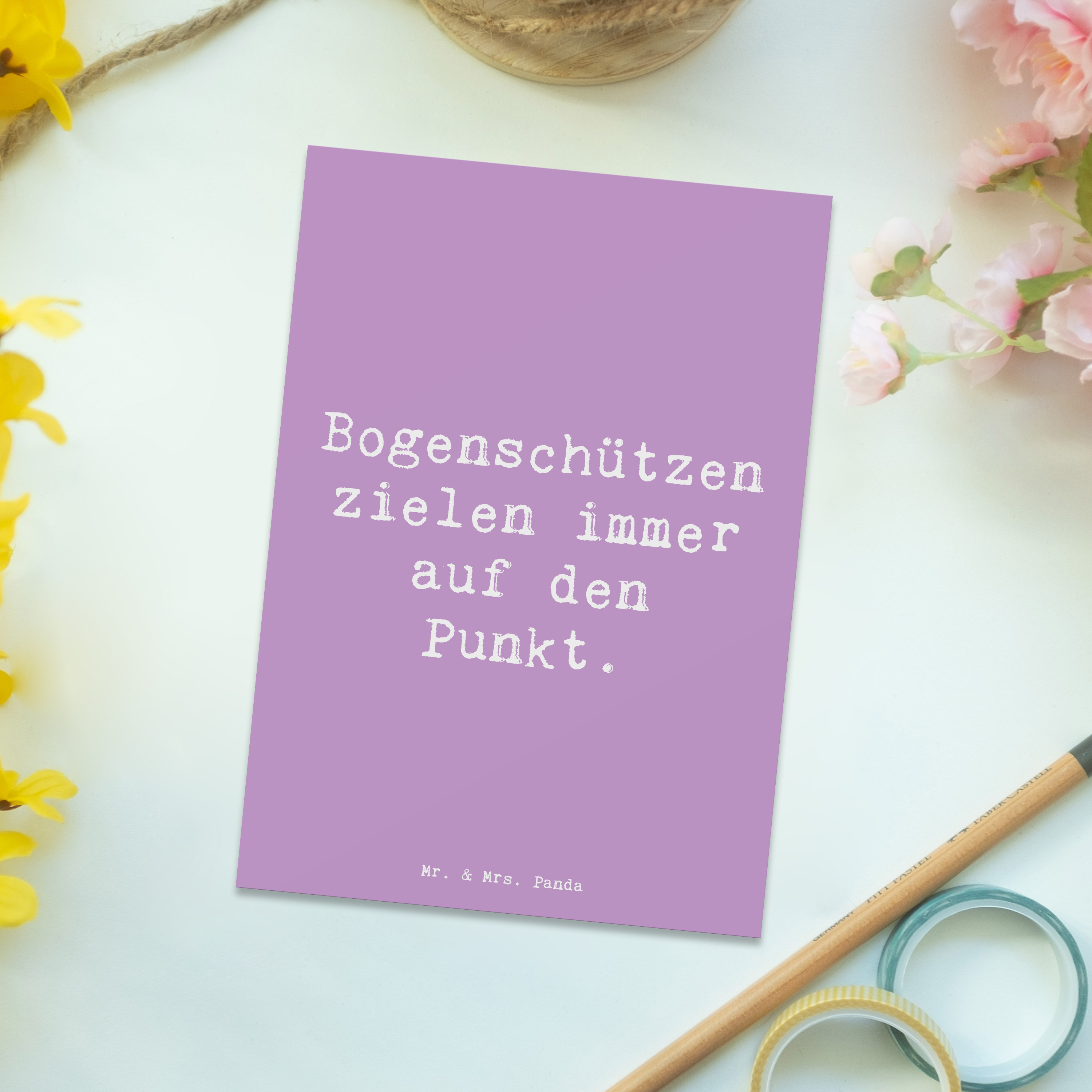 Postkarte Spruch Bogenschützen Fokussierung