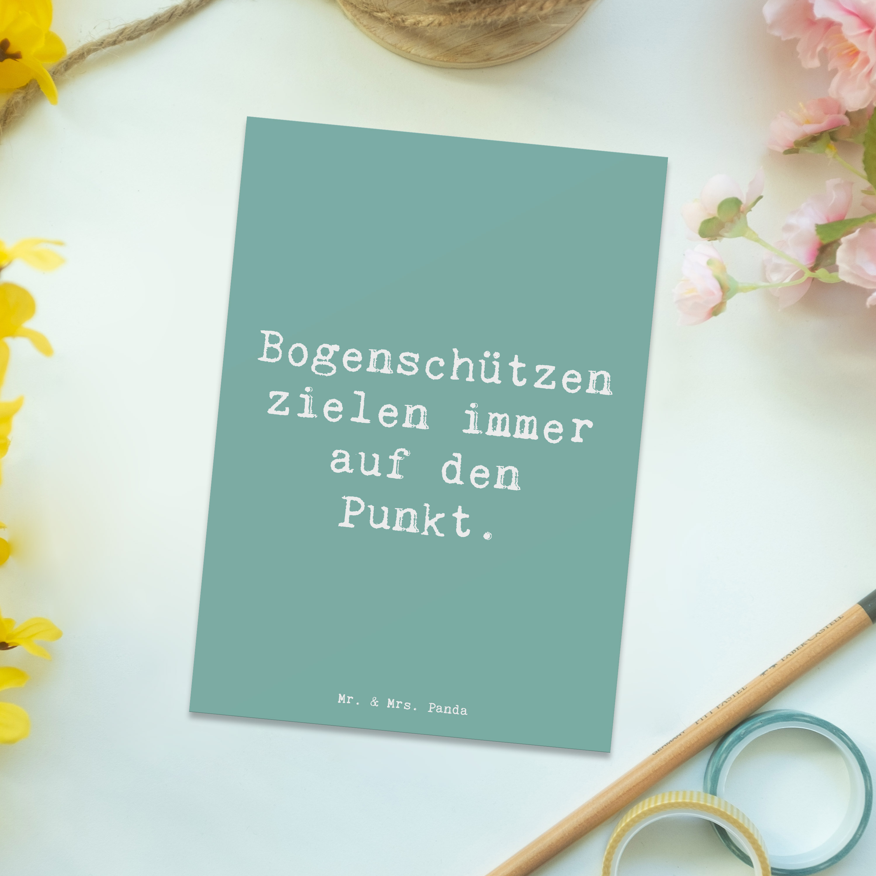 Postkarte Spruch Bogenschützen Fokussierung