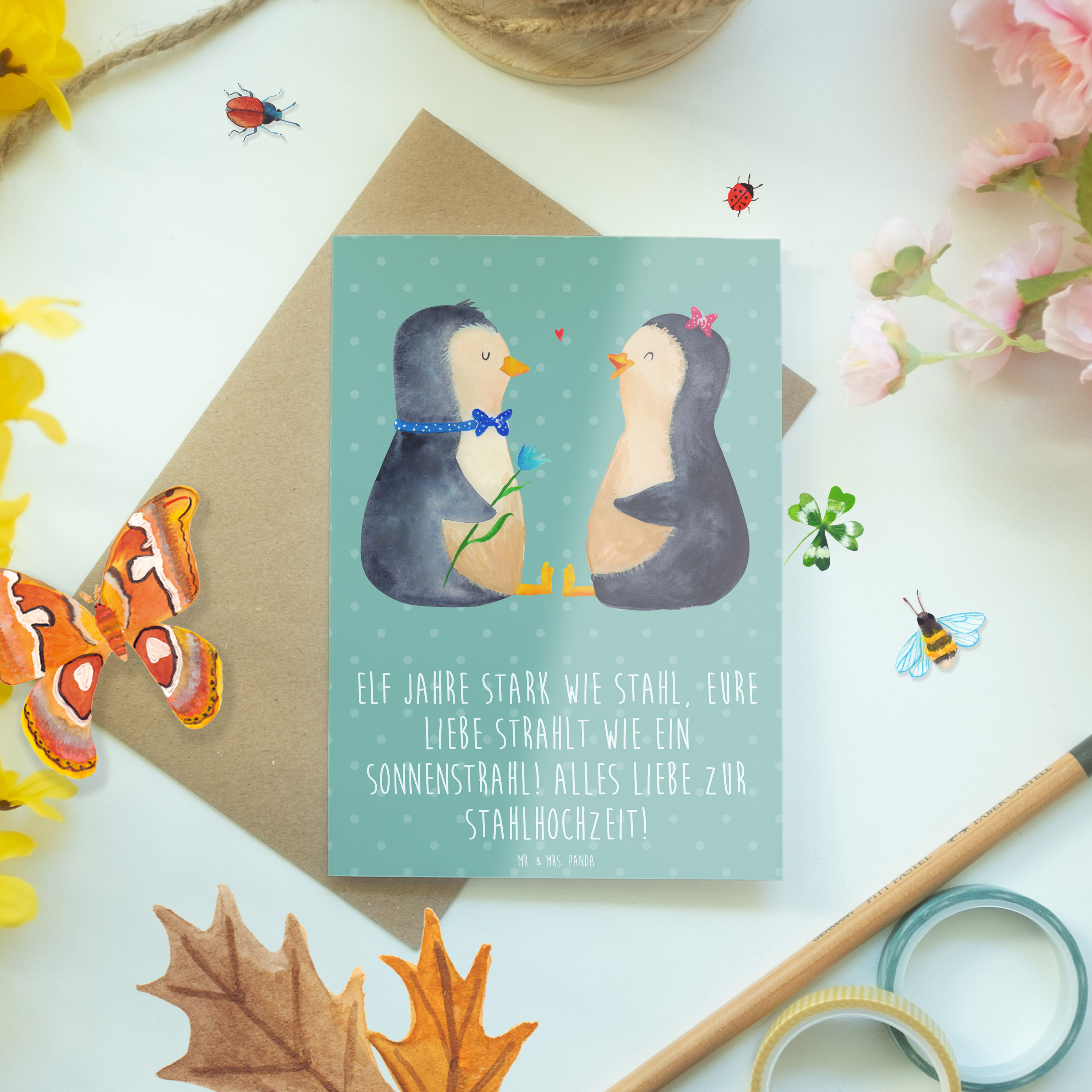 Grußkarte 11. Hochzeitstag Stahlhochzeit - Geschenk elf Jahre Eheglück Bräutigam - Bild 13 von 15