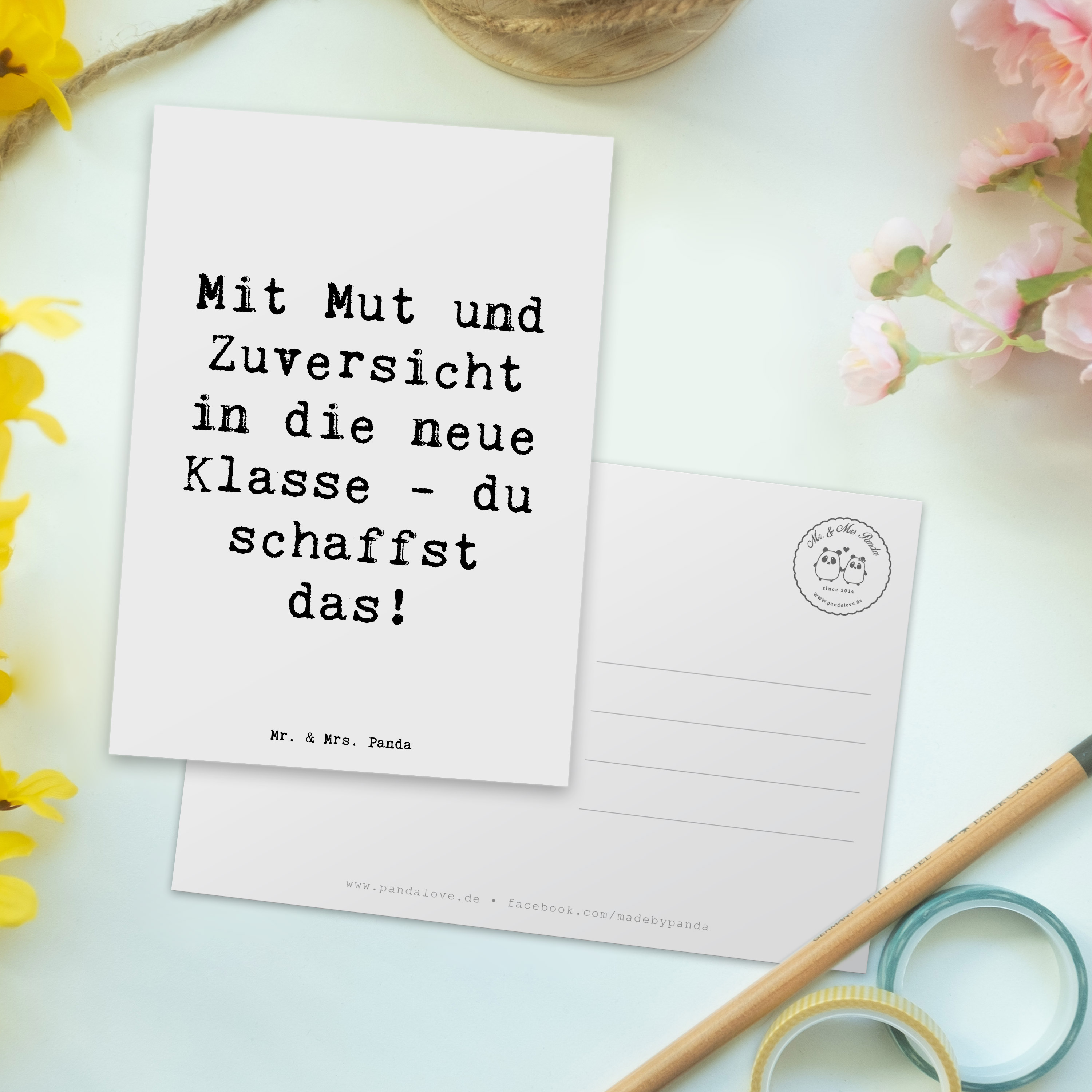 Postkarte Spruch Erster Schultag Mut und Zuversicht