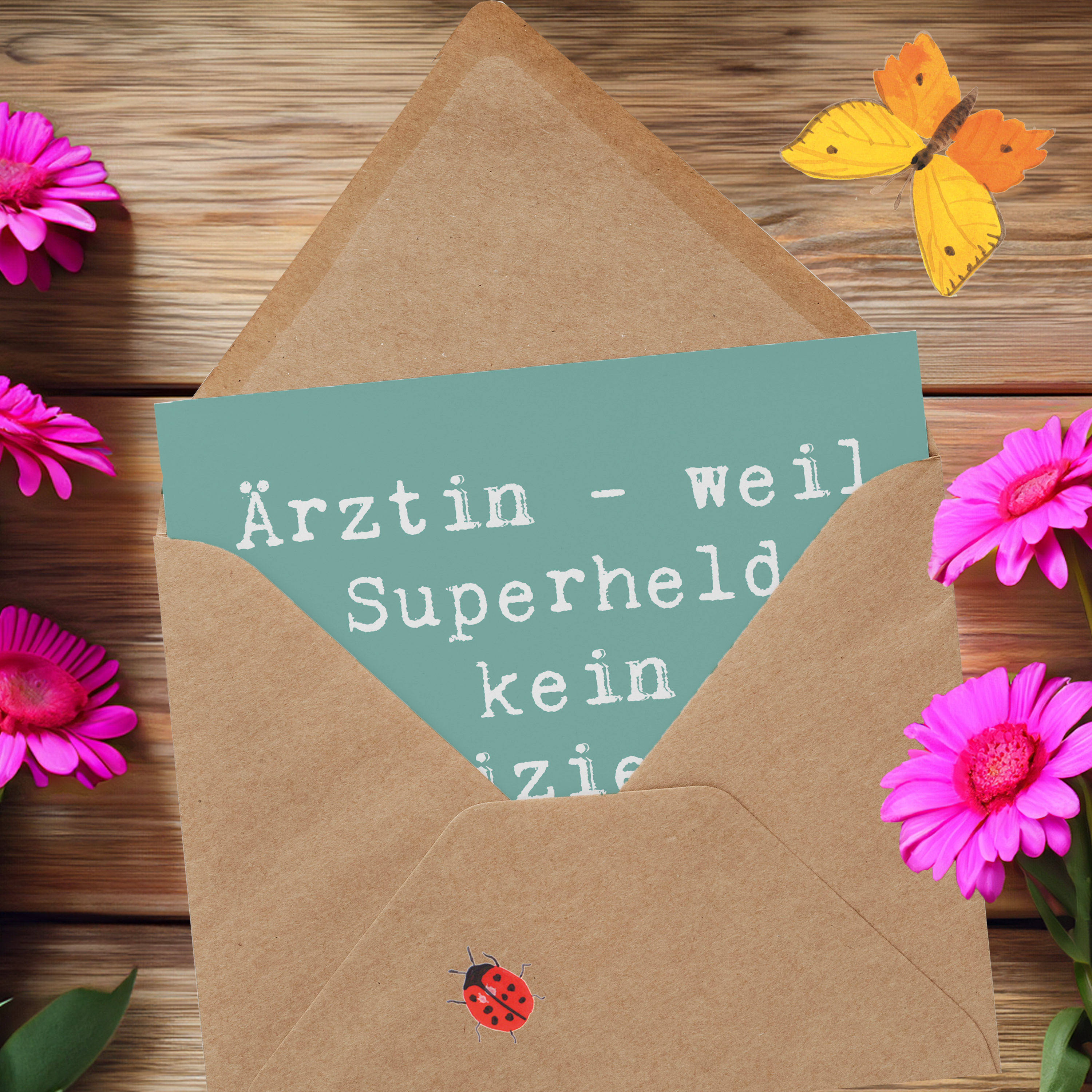 Deluxe Karte Spruch Ärztin Superheld