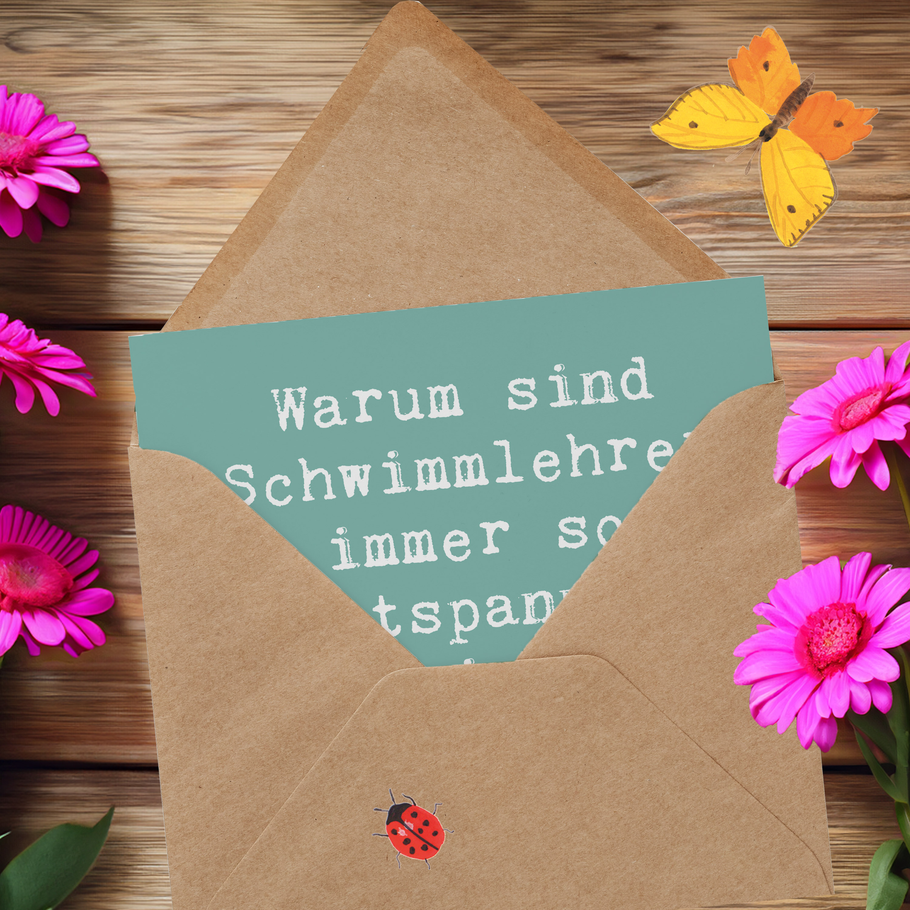 Deluxe Karte Spruch Entspannte Schwimmlehrer