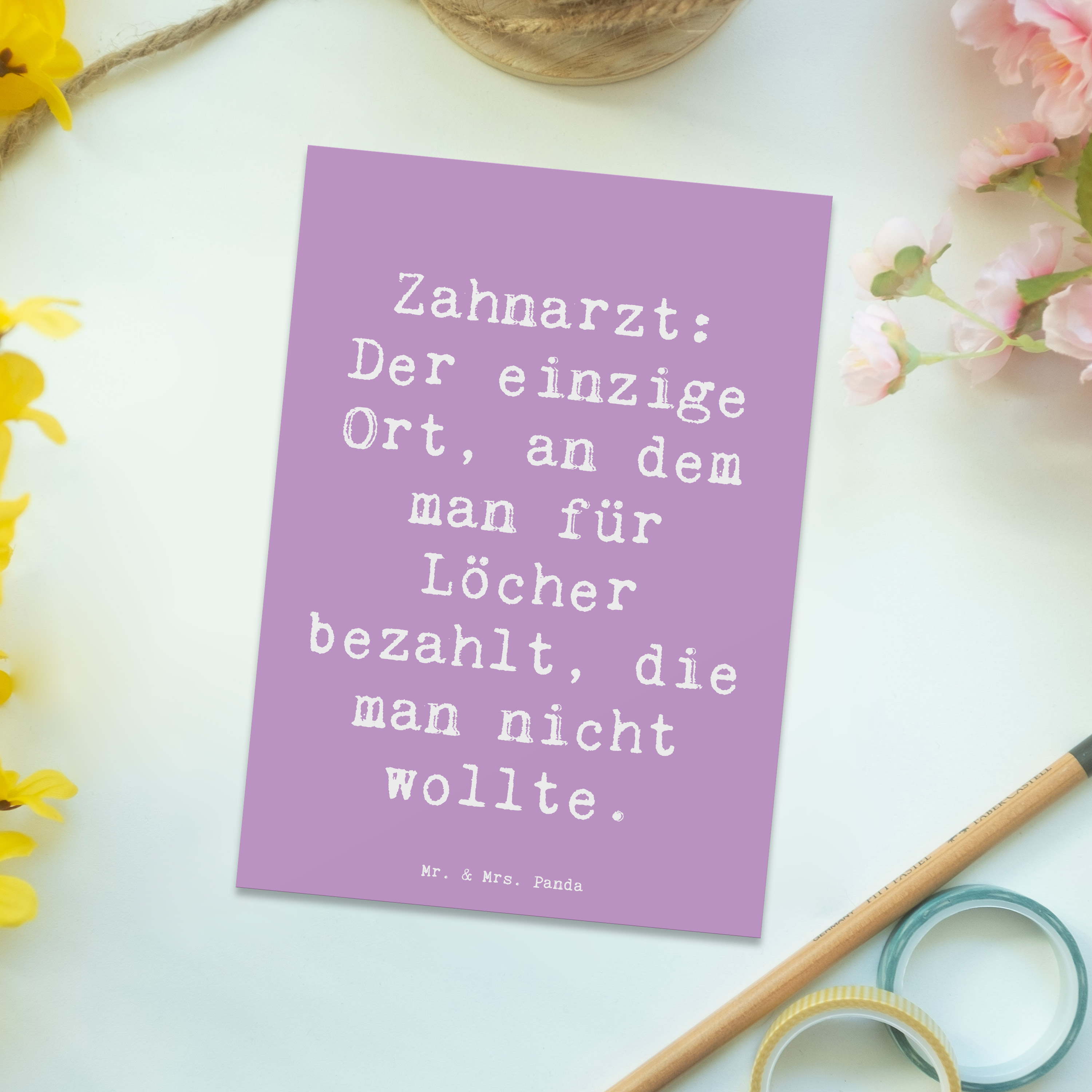 Postkarte Spruch Zahnarzt Lochgebühr