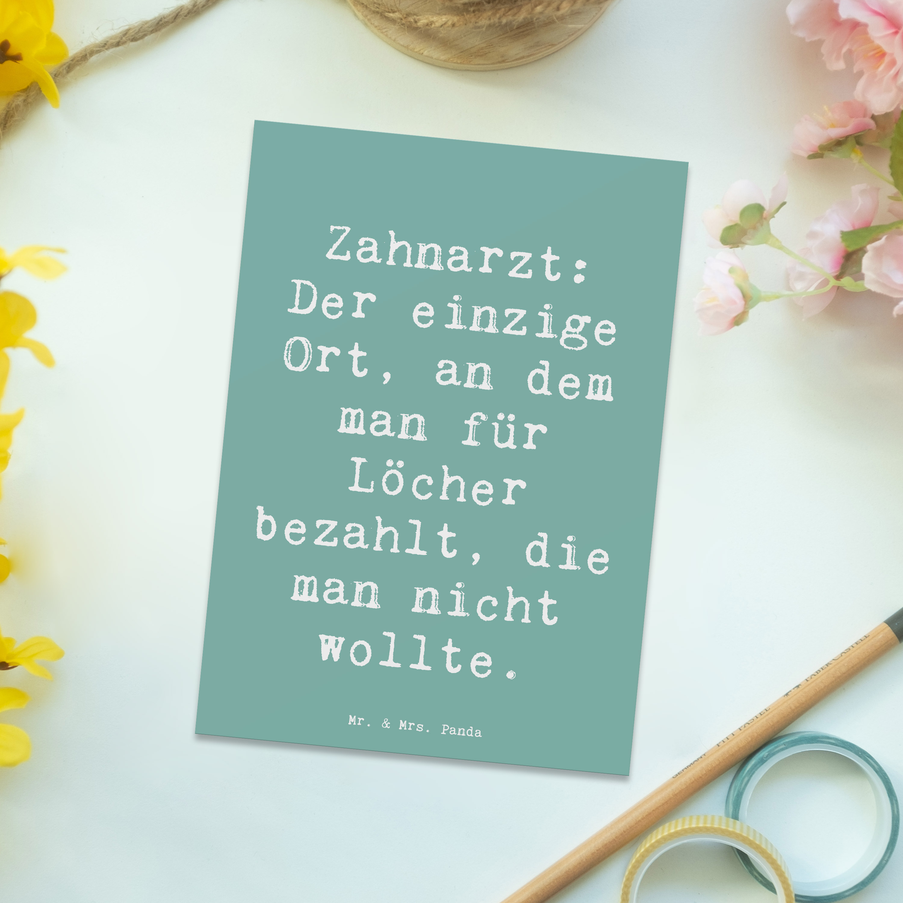 Postkarte Spruch Zahnarzt Lochgebühr