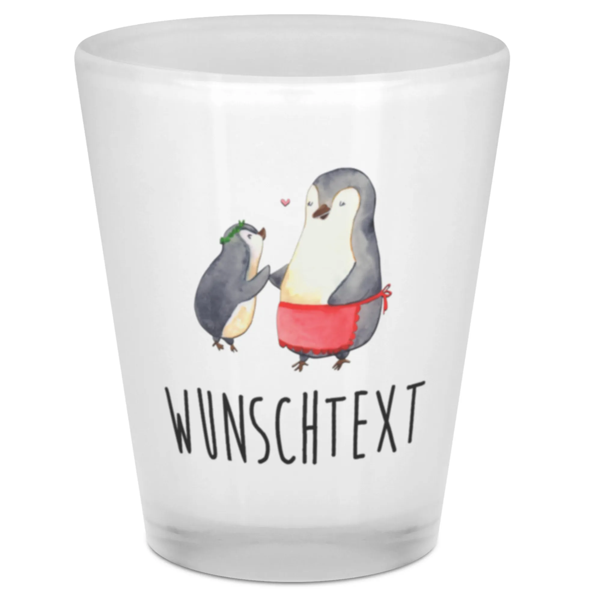 Personalisiertes Schnapsglas Pinguin mit Kind