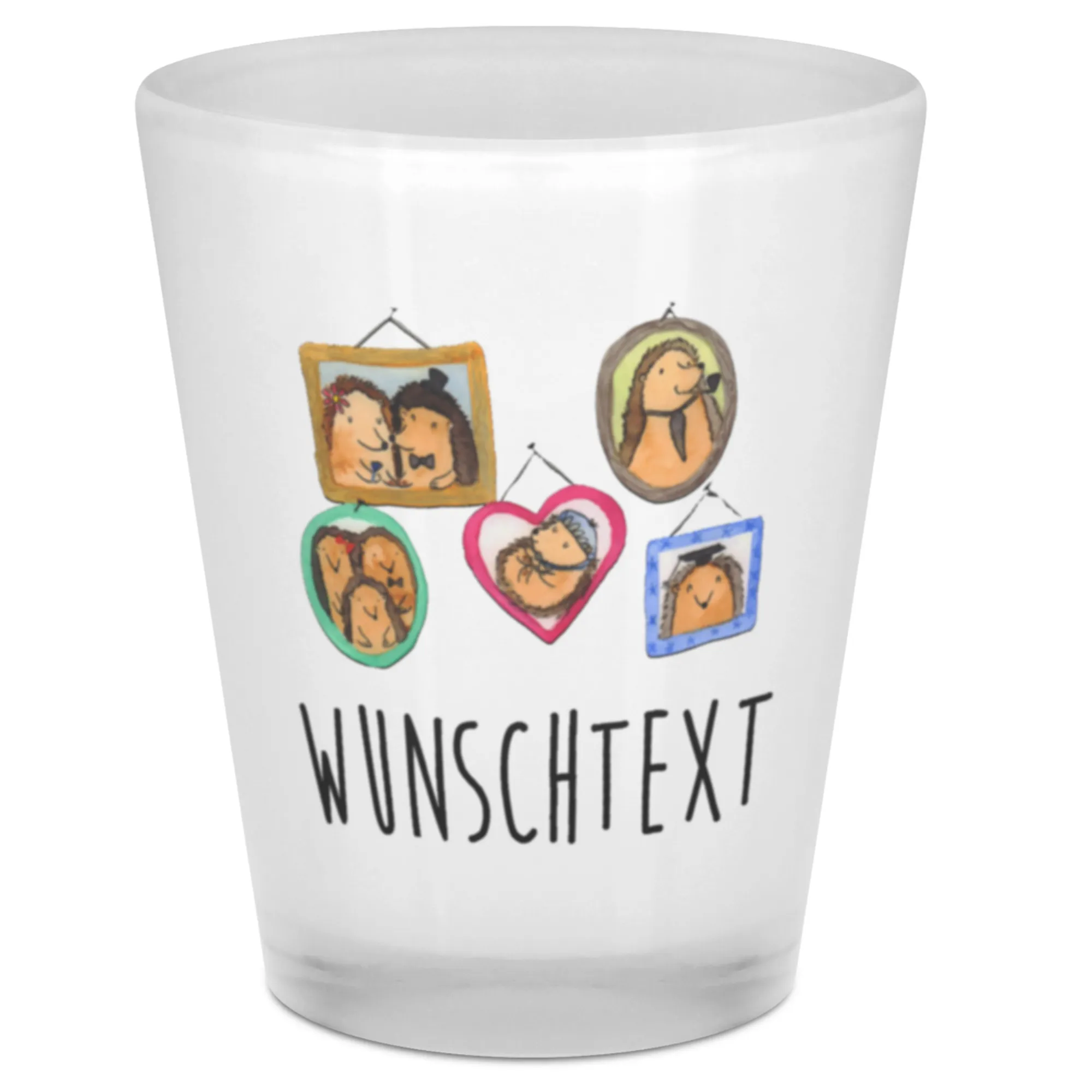 Personalisiertes Schnapsglas Igel Familie