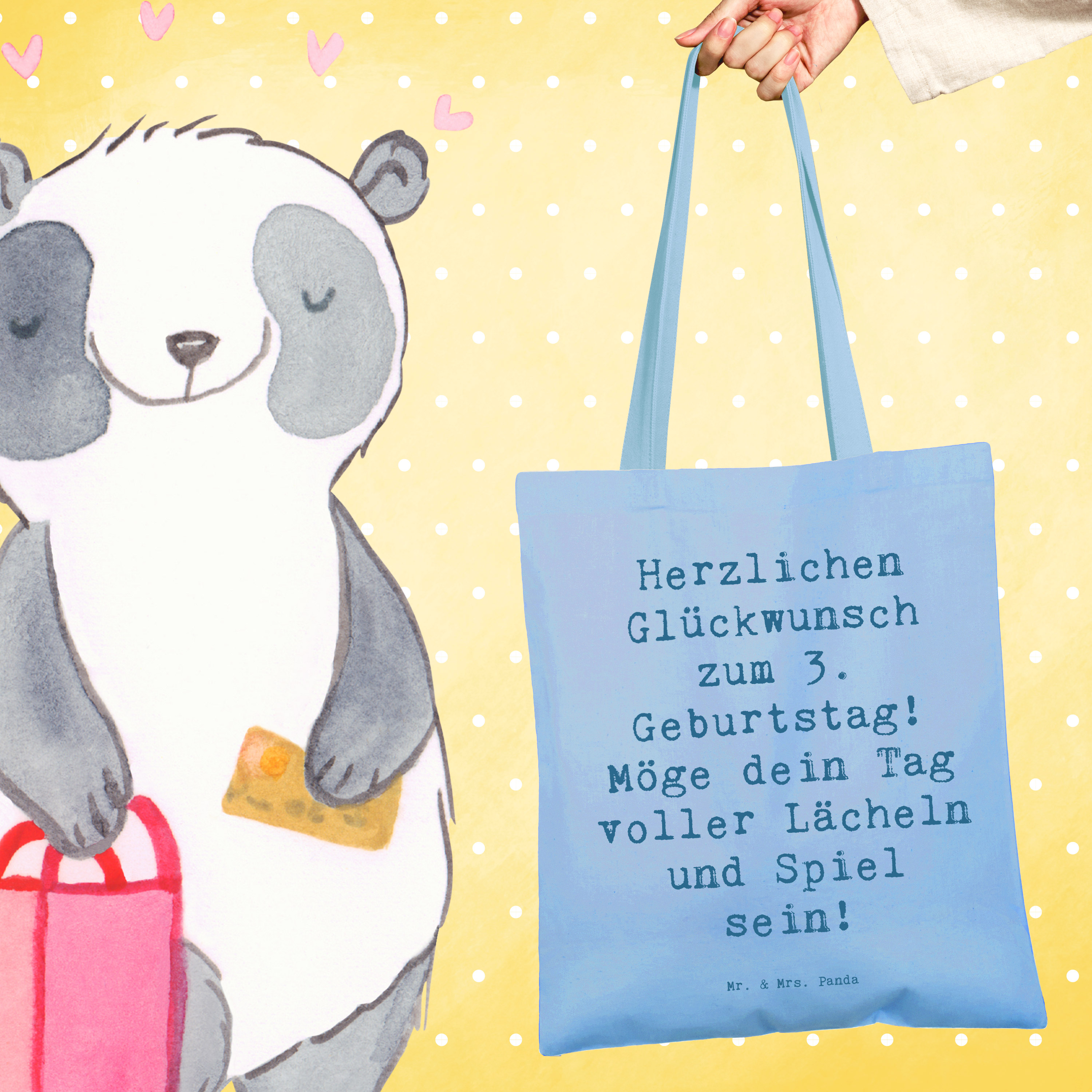 Tragetasche Spruch 3. Geburtstag Lächeln und Spiel