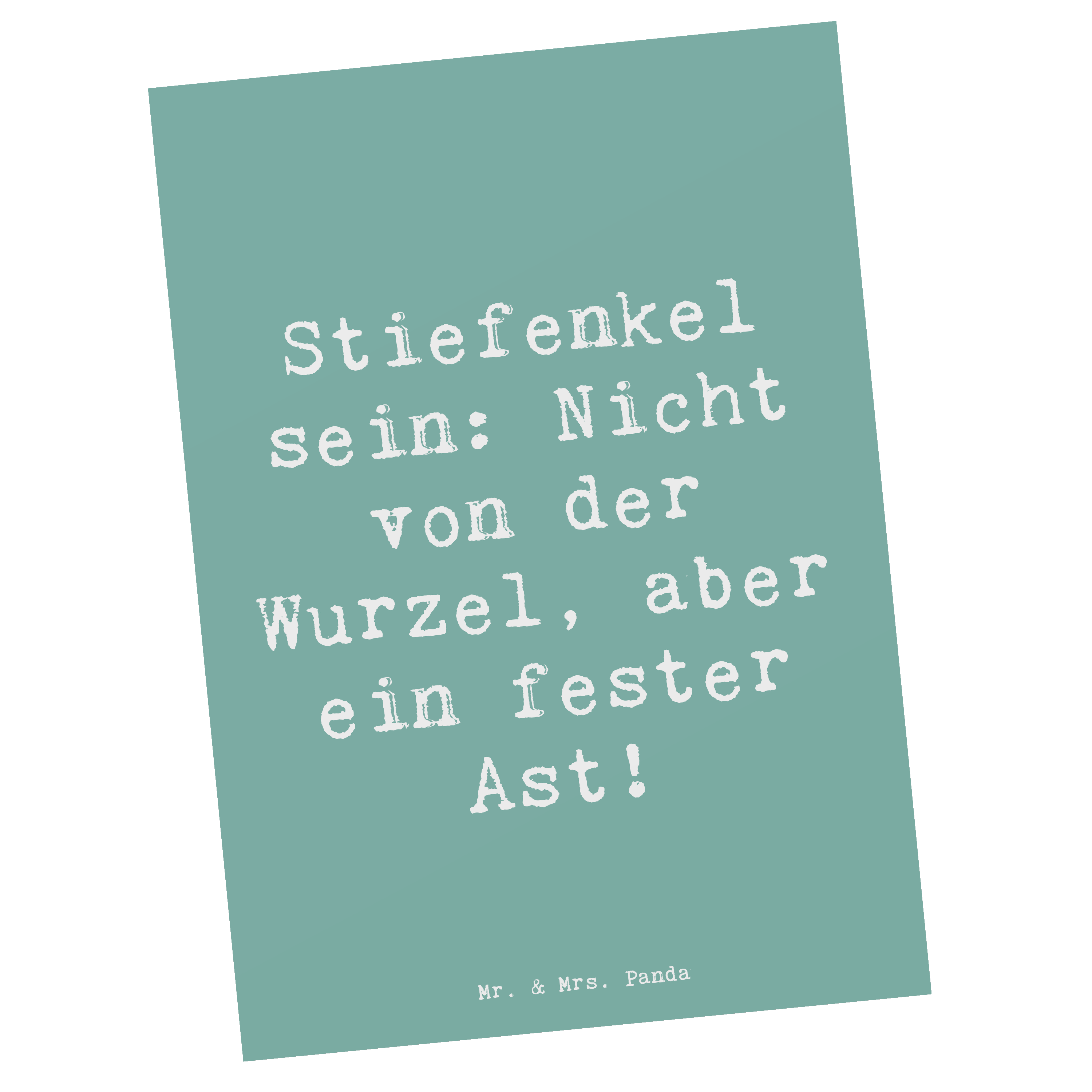 Postkarte Spruch Stiefenkel - Geschenk Liebe Mr. Mrs. Panda Familie Einlad..