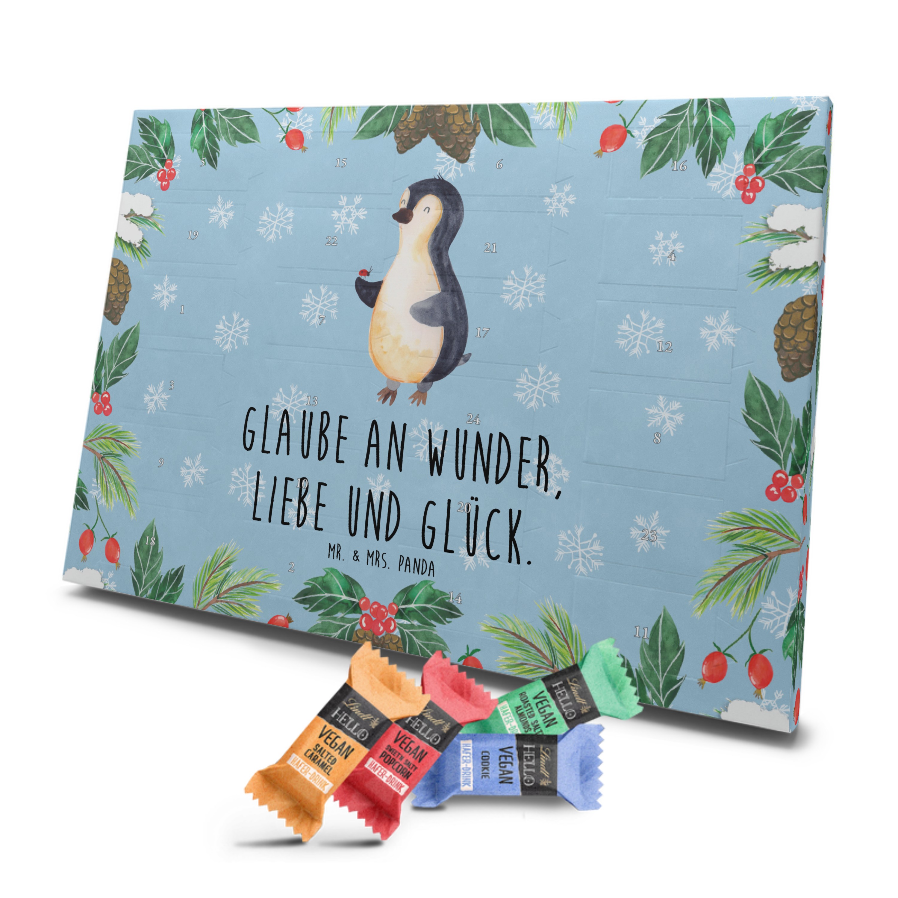 Veganer Adventskalender Pinguin Marienkäfer