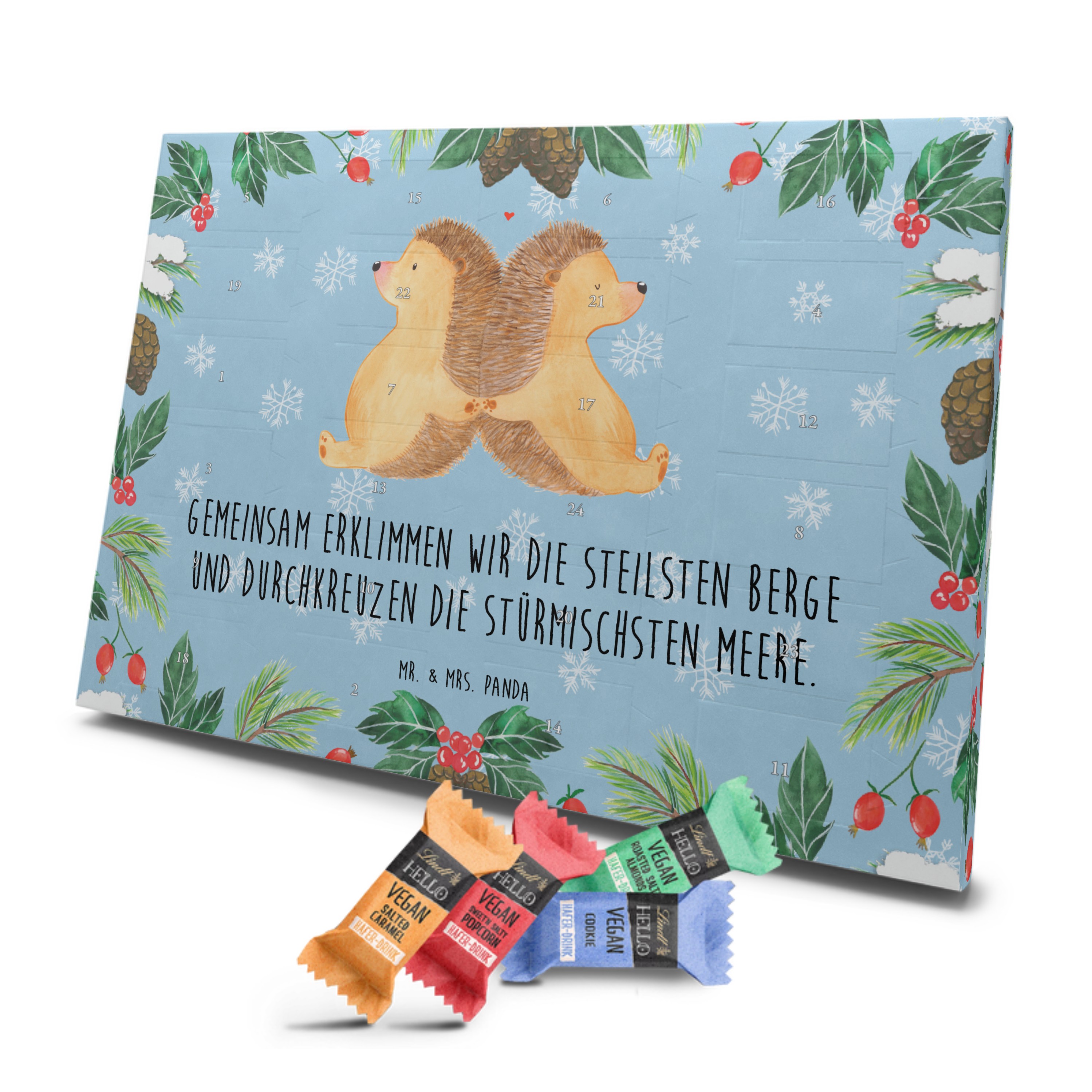 Veganer Adventskalender Igel händchenhaltend