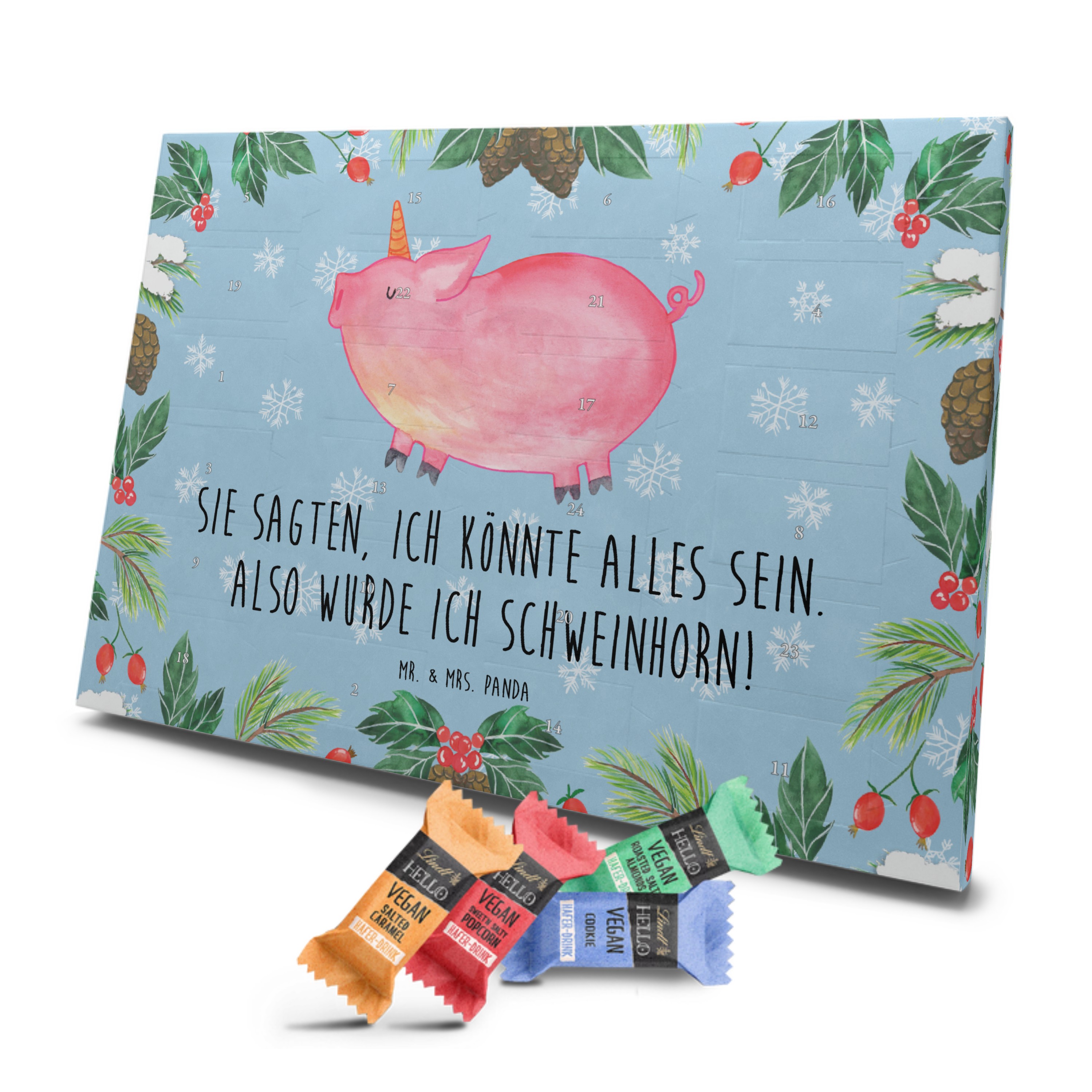 Veganer Adventskalender Einhorn Schwein