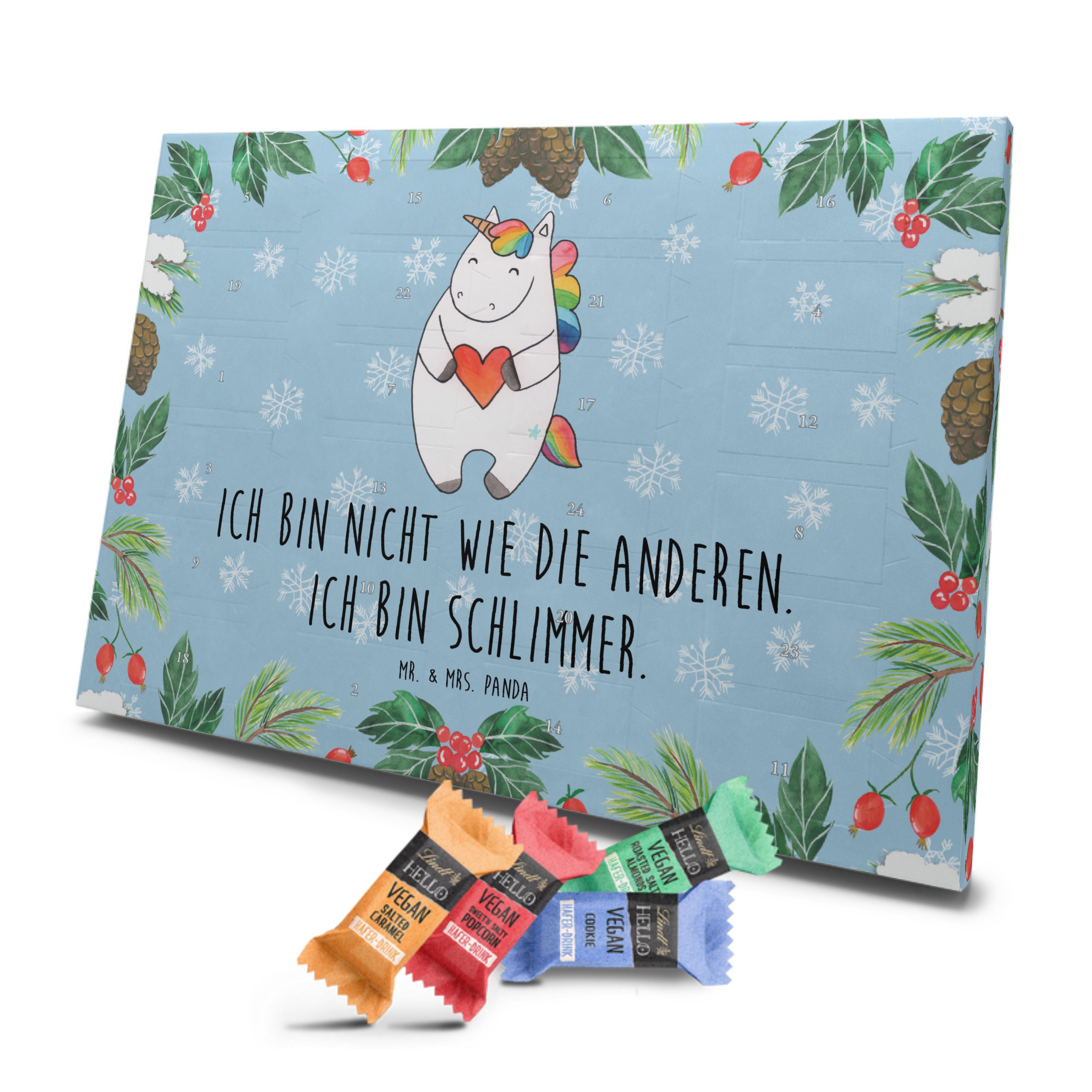 Veganer Adventskalender Einhorn Herz