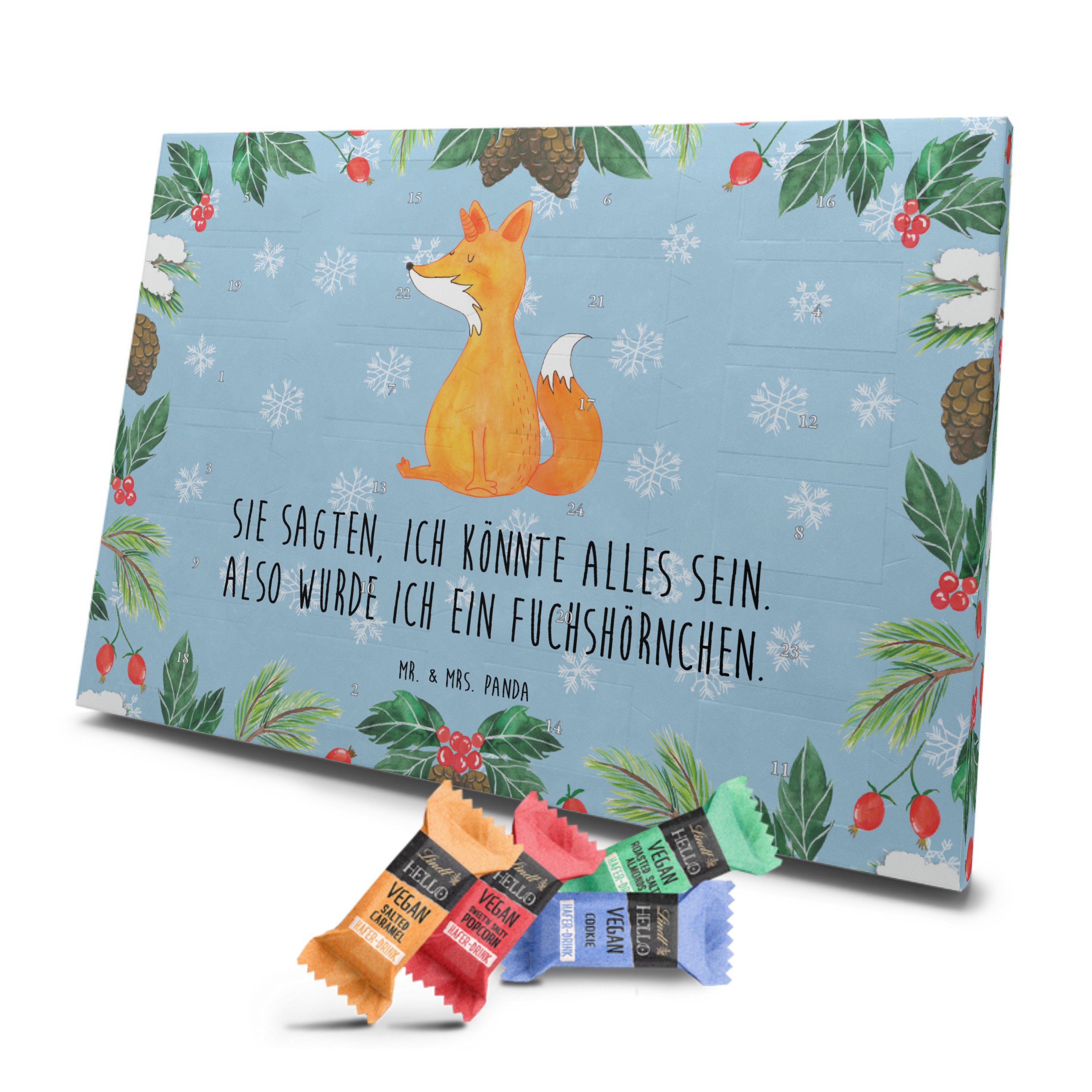 Veganer Adventskalender Einhorn Fuchs