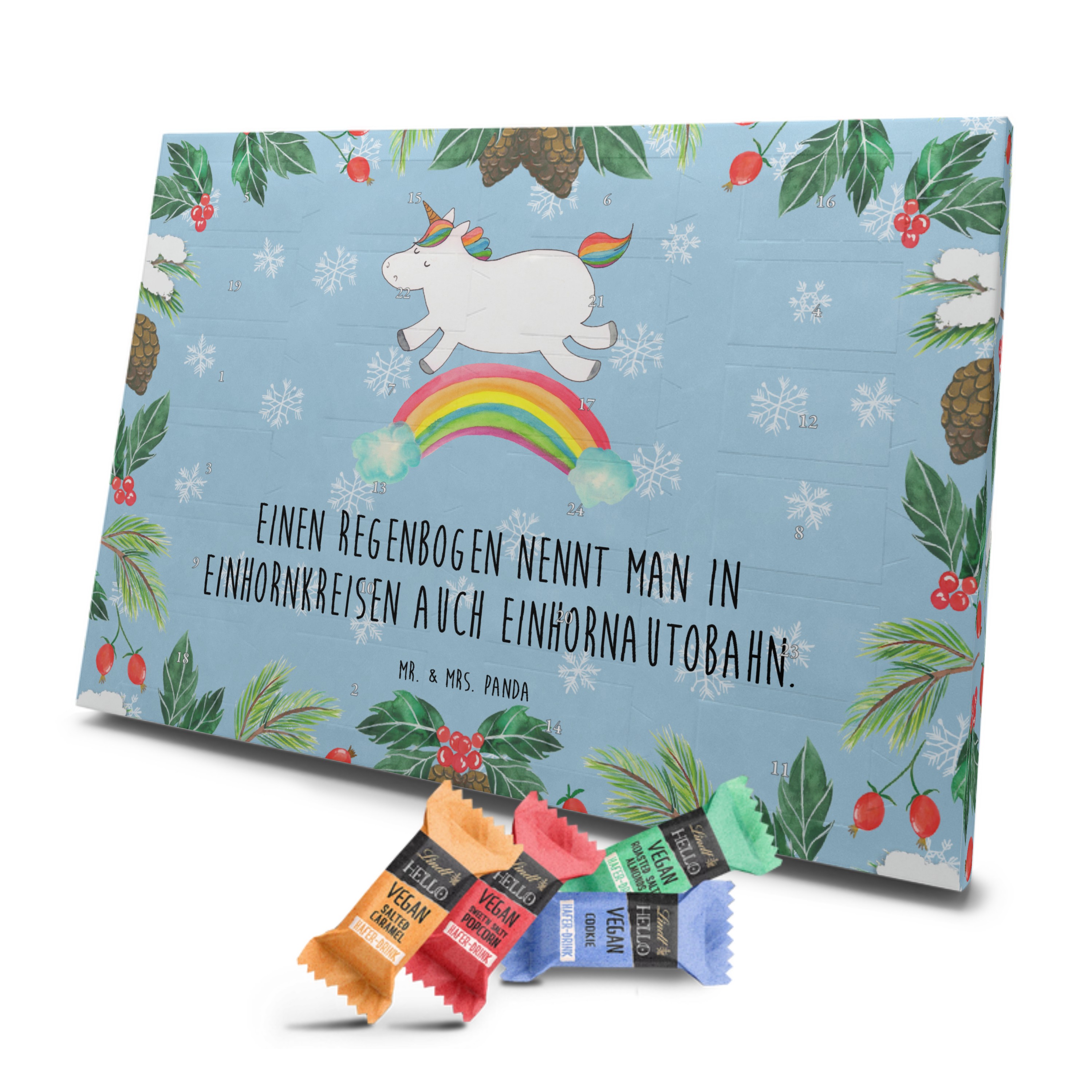 Veganer Adventskalender Einhorn Regenbogen