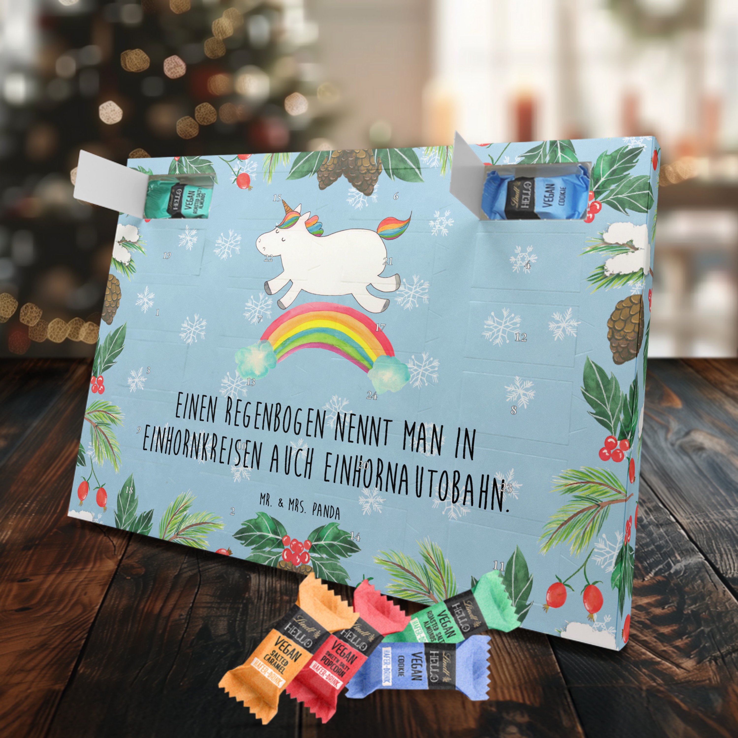 Veganer Adventskalender Einhorn Regenbogen