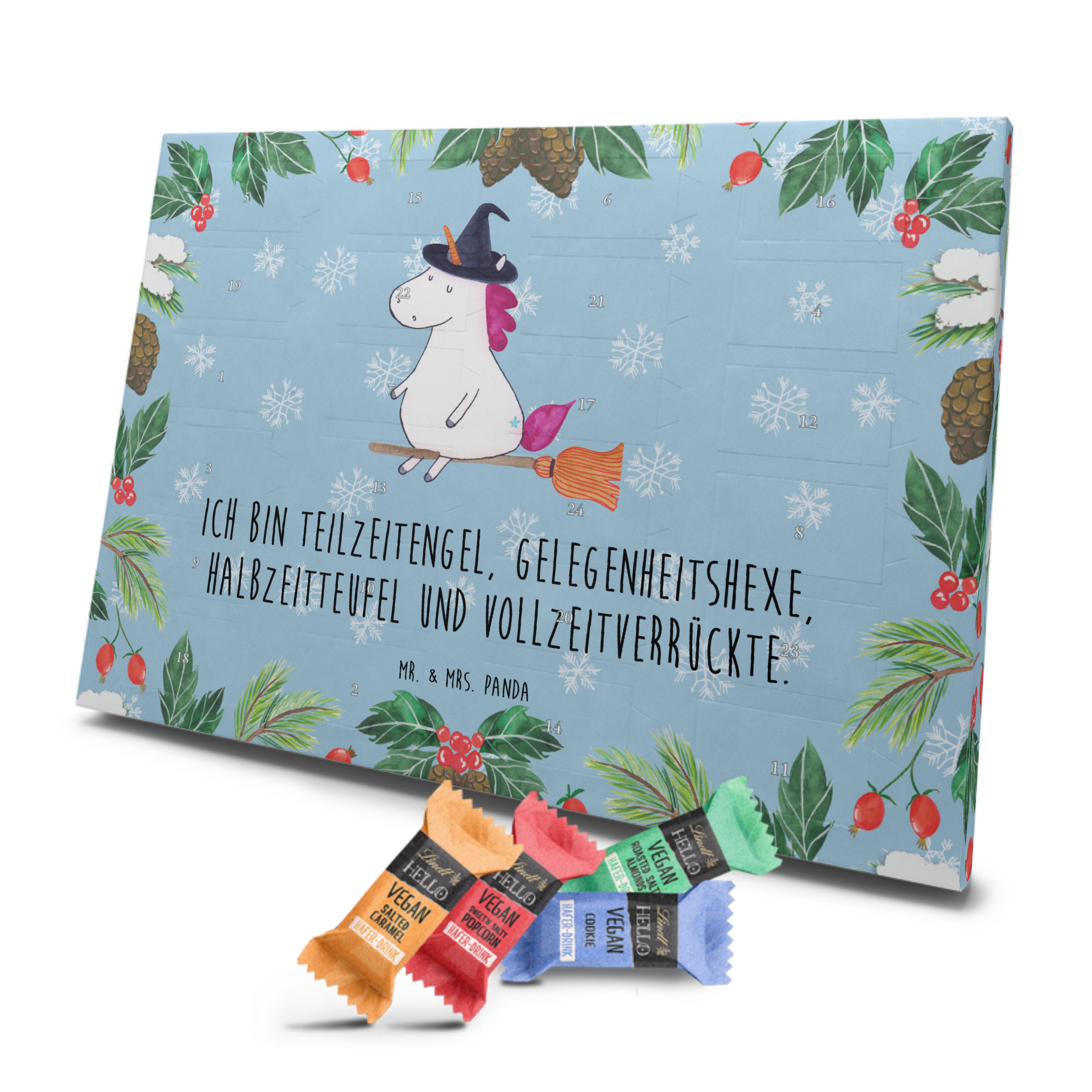 Veganer Adventskalender Einhorn Hexe