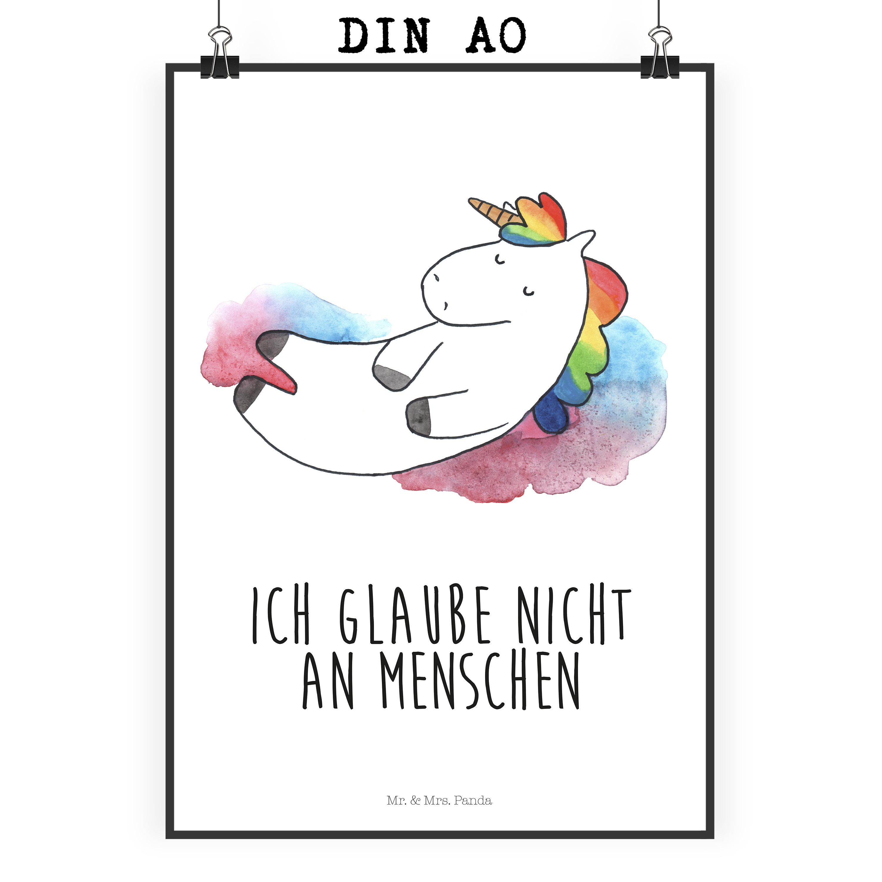 Poster Einhorn Wolke 7