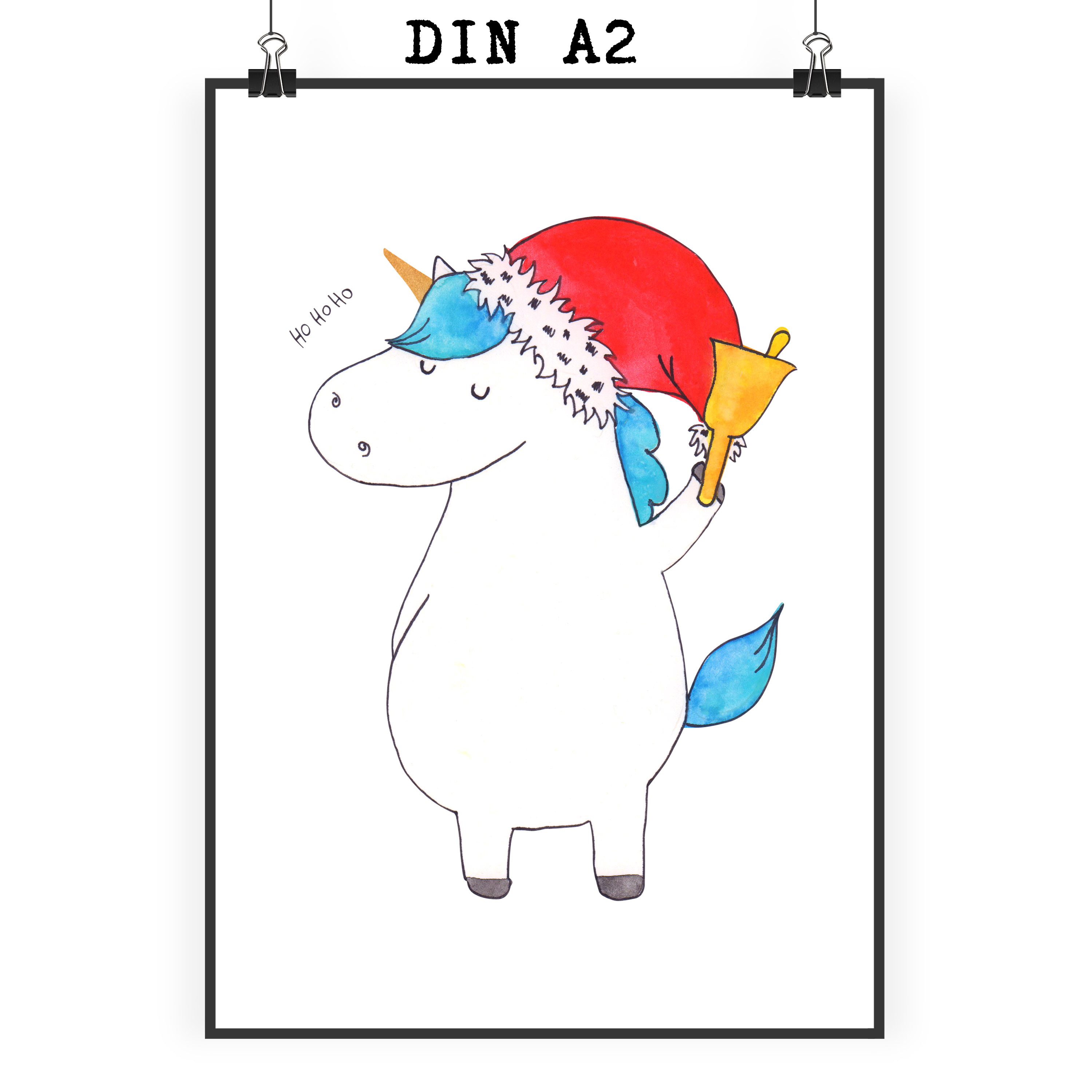 Poster Einhorn Weihnachtsmann