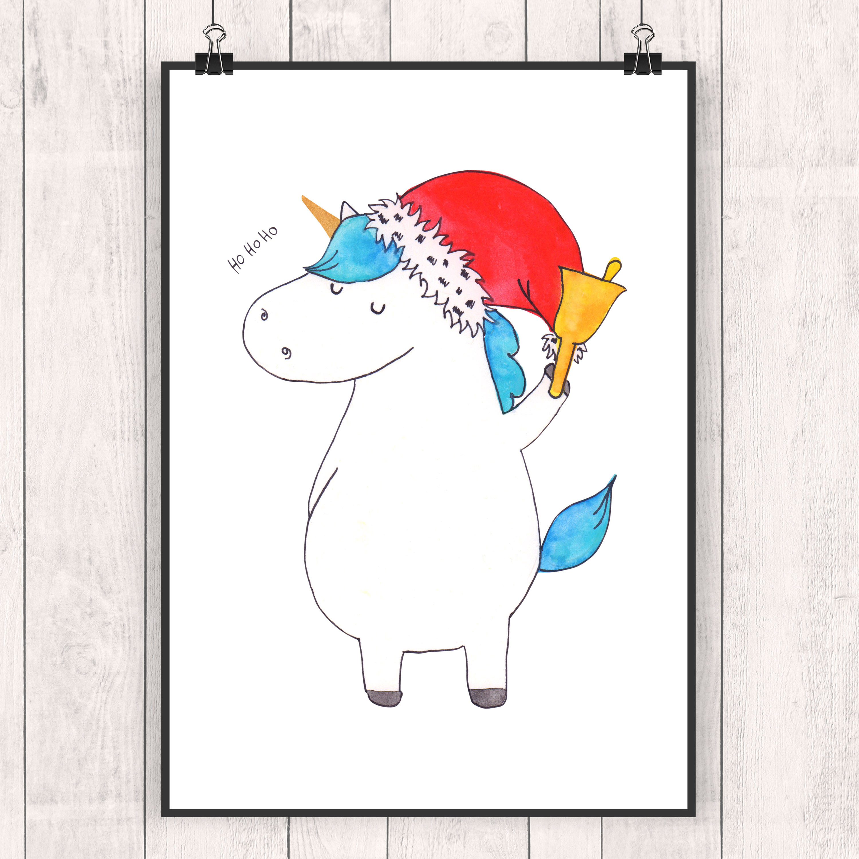 Poster Einhorn Weihnachtsmann